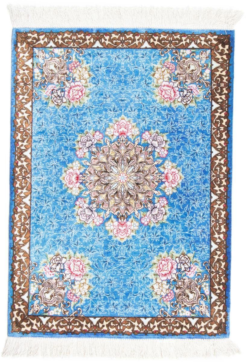 Seidenteppich Ghom Seide 56x76 Handgeknüpfter Orientteppich / Perserteppich, Nain Trading, rechteckig, Höhe: 3 mm