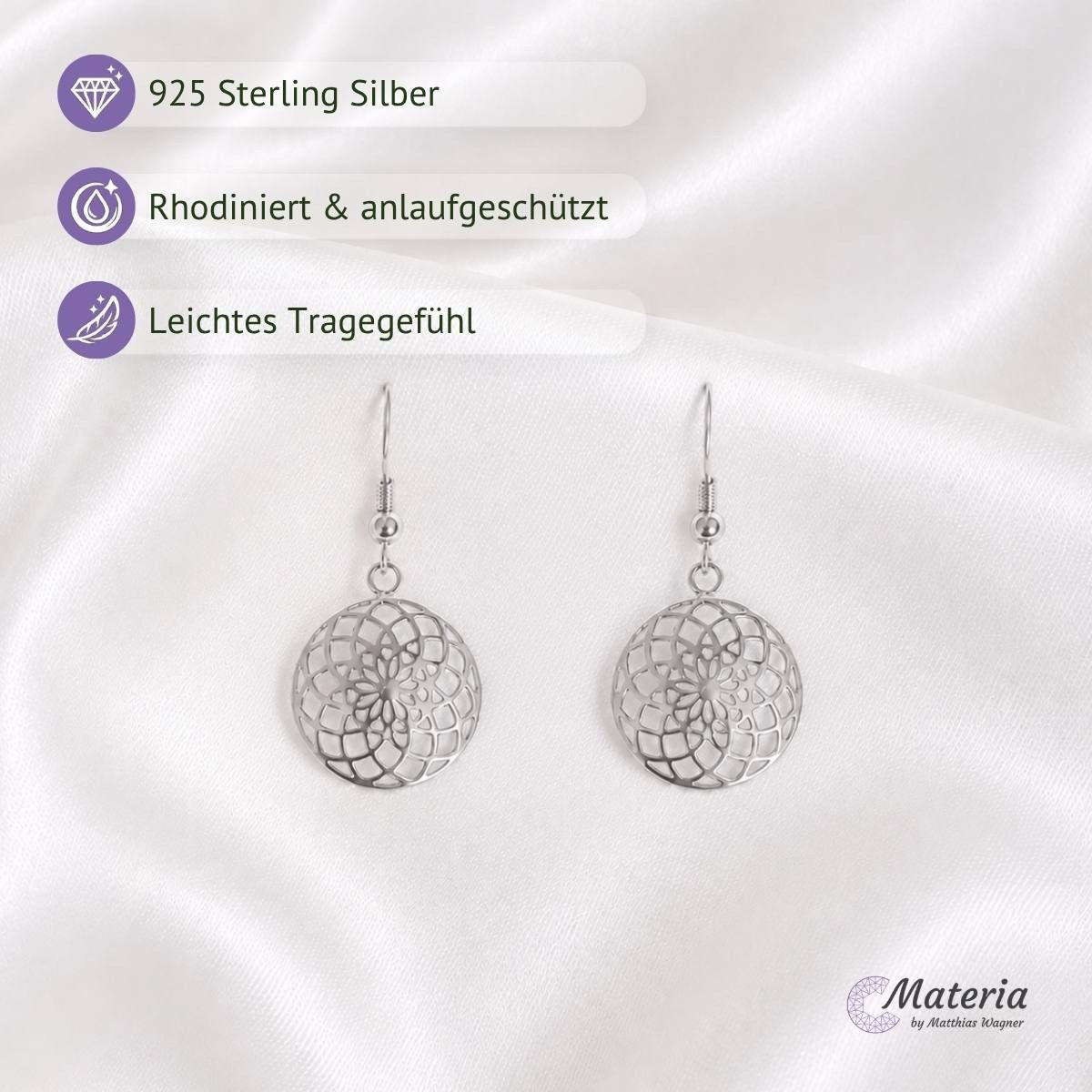 Materia Paar Ohrhänger Lebensblume / Blume des Lebens SO-451 Silber, 925 Sterling Silber, rhodiniert