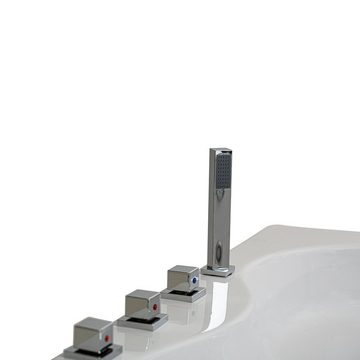 Basera® Badewanne Eck-Badewanne Nendo 149 x 149 cm, (Komplett-Set), mit Wasserfall, LED und Kopfstützen
