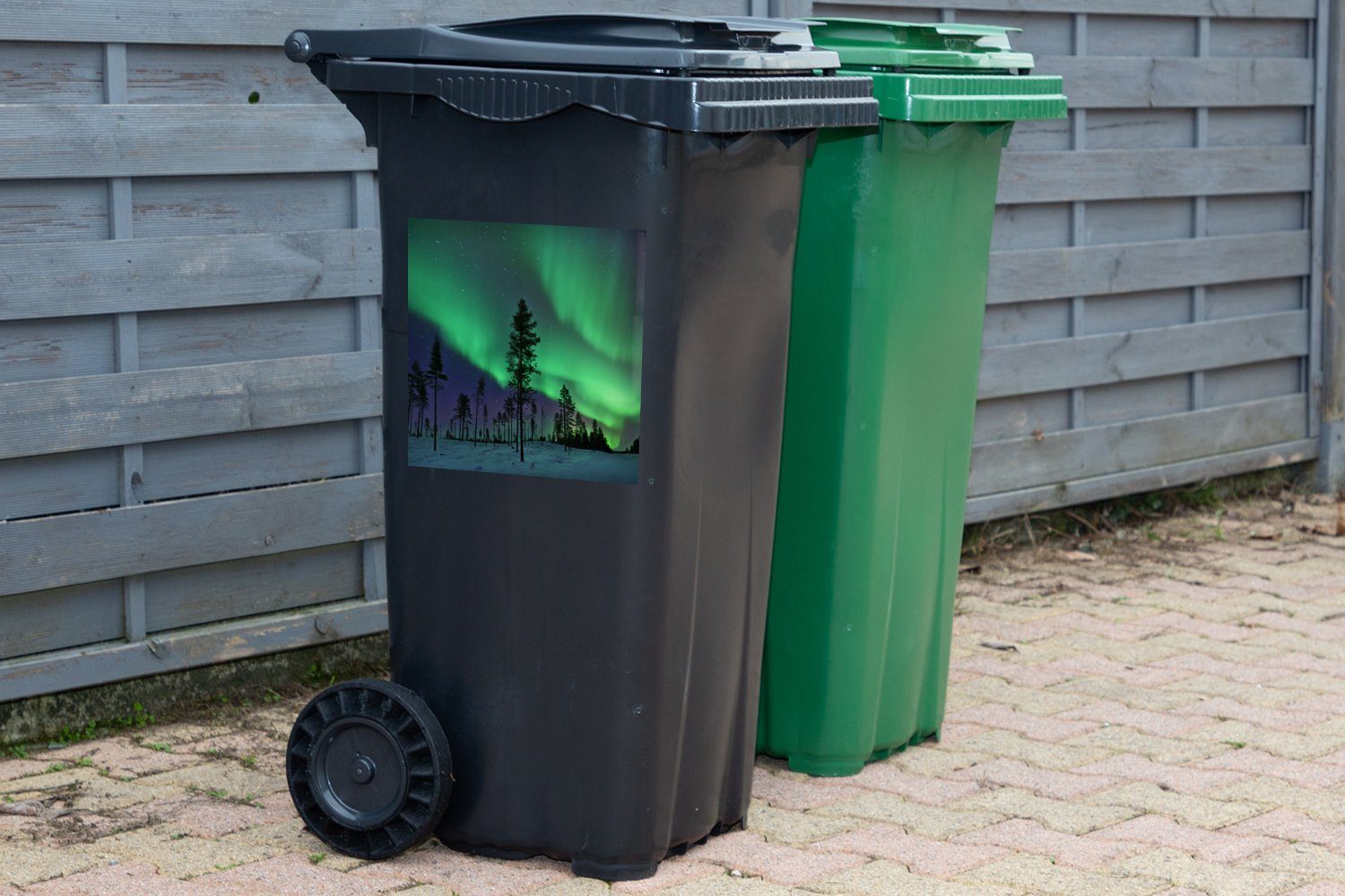 - MuchoWow - Schweden Nordlichter Boom Container, Wandsticker Mülleimer-aufkleber, Mülltonne, St), (1 Sticker, Abfalbehälter