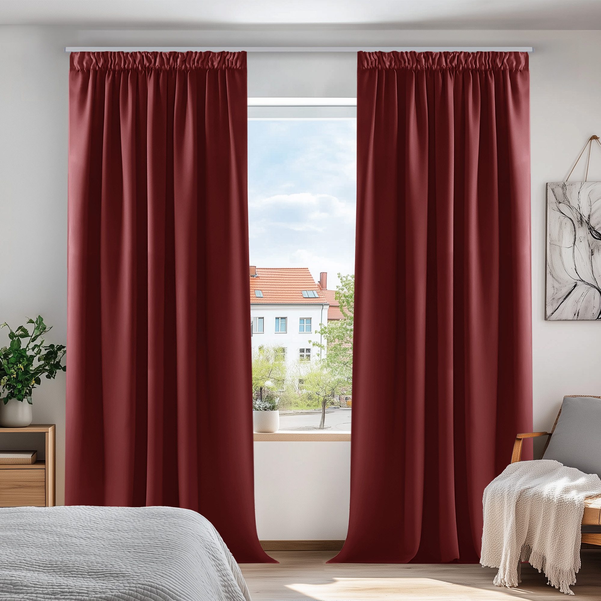 Deconovo Verdunkelungsvorhang Gardinen mit Kräuselband Blickdicht günstig online kaufen