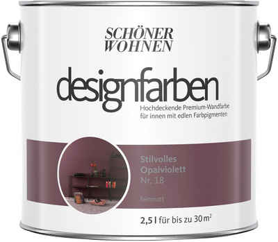 SCHÖNER WOHNEN-Kollektion Wand- und Deckenfarbe »Designfarben«, 2,5 Liter, Stilvolles Opalviolett Nr. 18, hochdeckende Premium-Wandfarbe