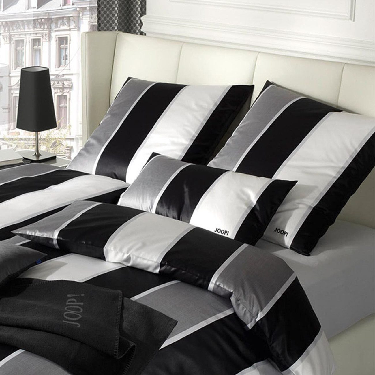 JOOP! Bettwäsche JOOP! Comfort Satin Bettwäsche Lines 4055-0 Streifen Grau Weiß 135x200, 2 teilig