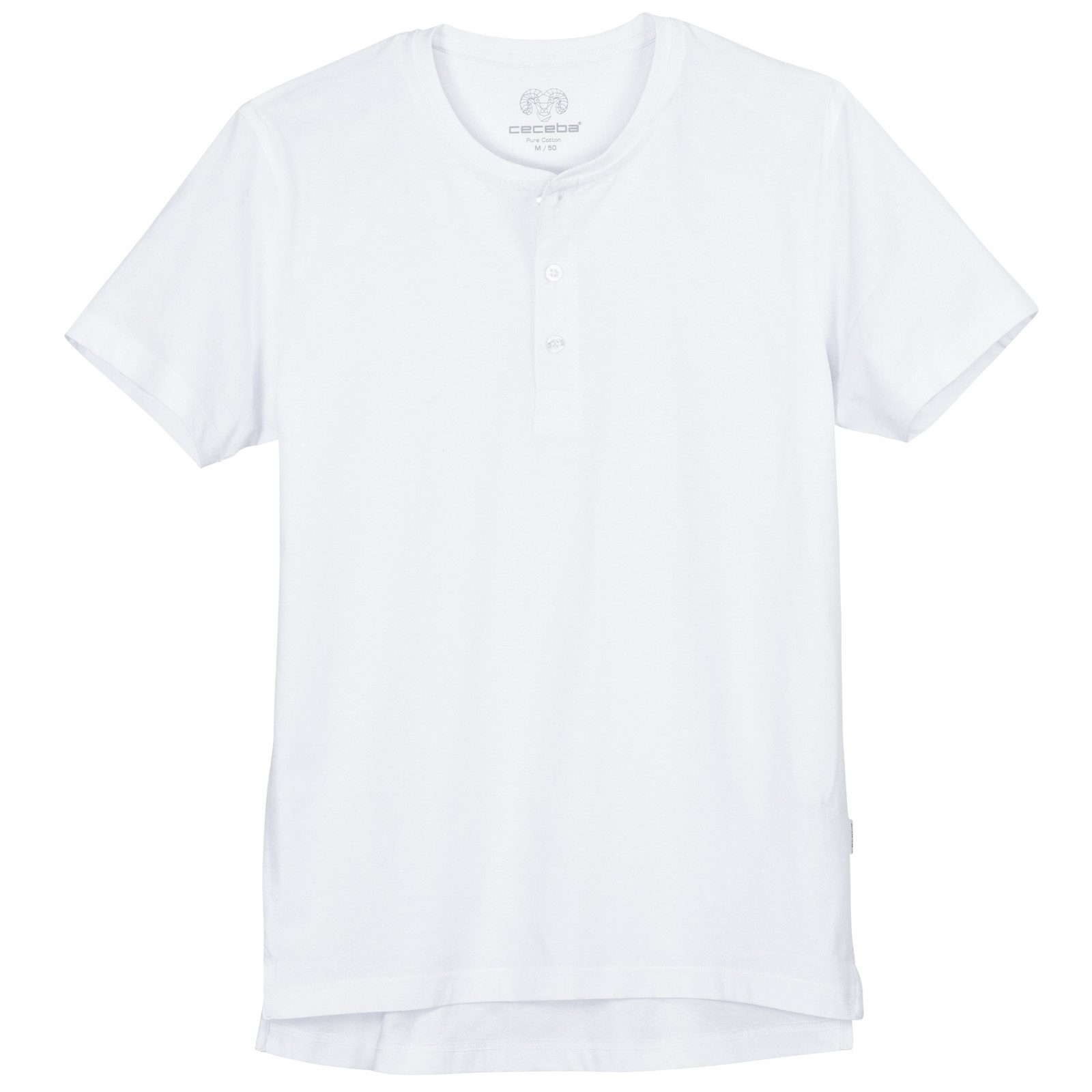 CECEBA Print-Shirt Ceceba T-Shirt Übergröße weiß Knopfleiste