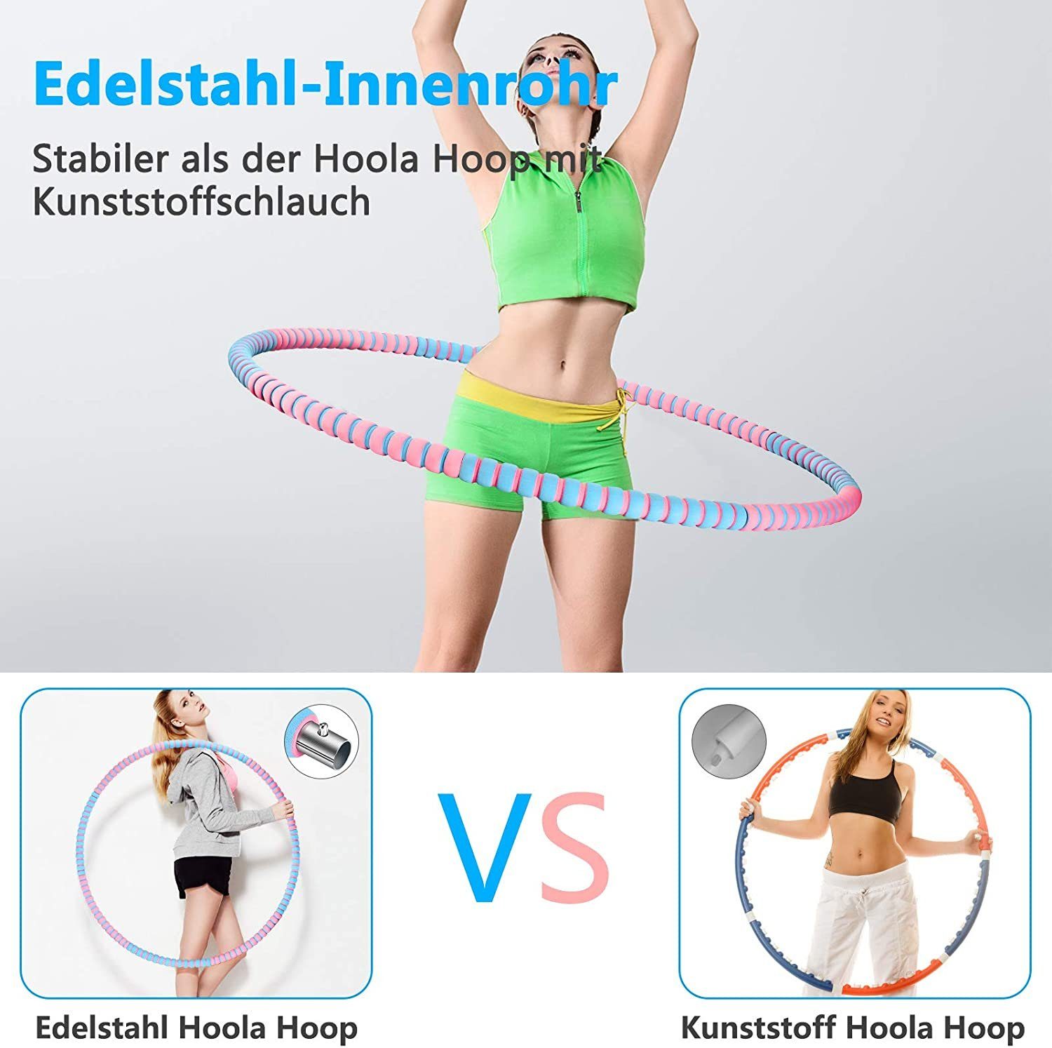 & und zur Kinder Pink GOLDEN Hula Hula-Hoop-Reifen und für Massage Blau Hula Gewichtsabnahme Hoop Erwachsene