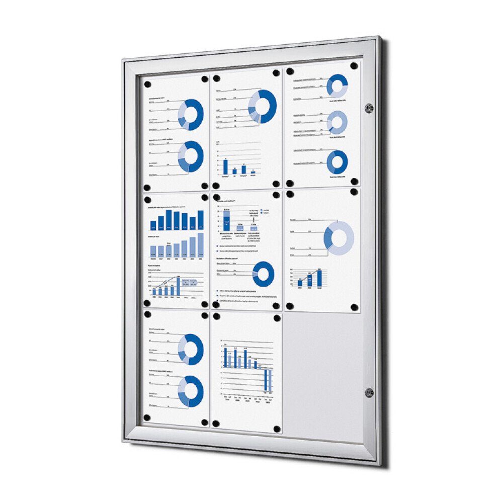 Hängevitrine für Innen und Außen SCS - 9x DIN A4 - Aluminium - Silber
