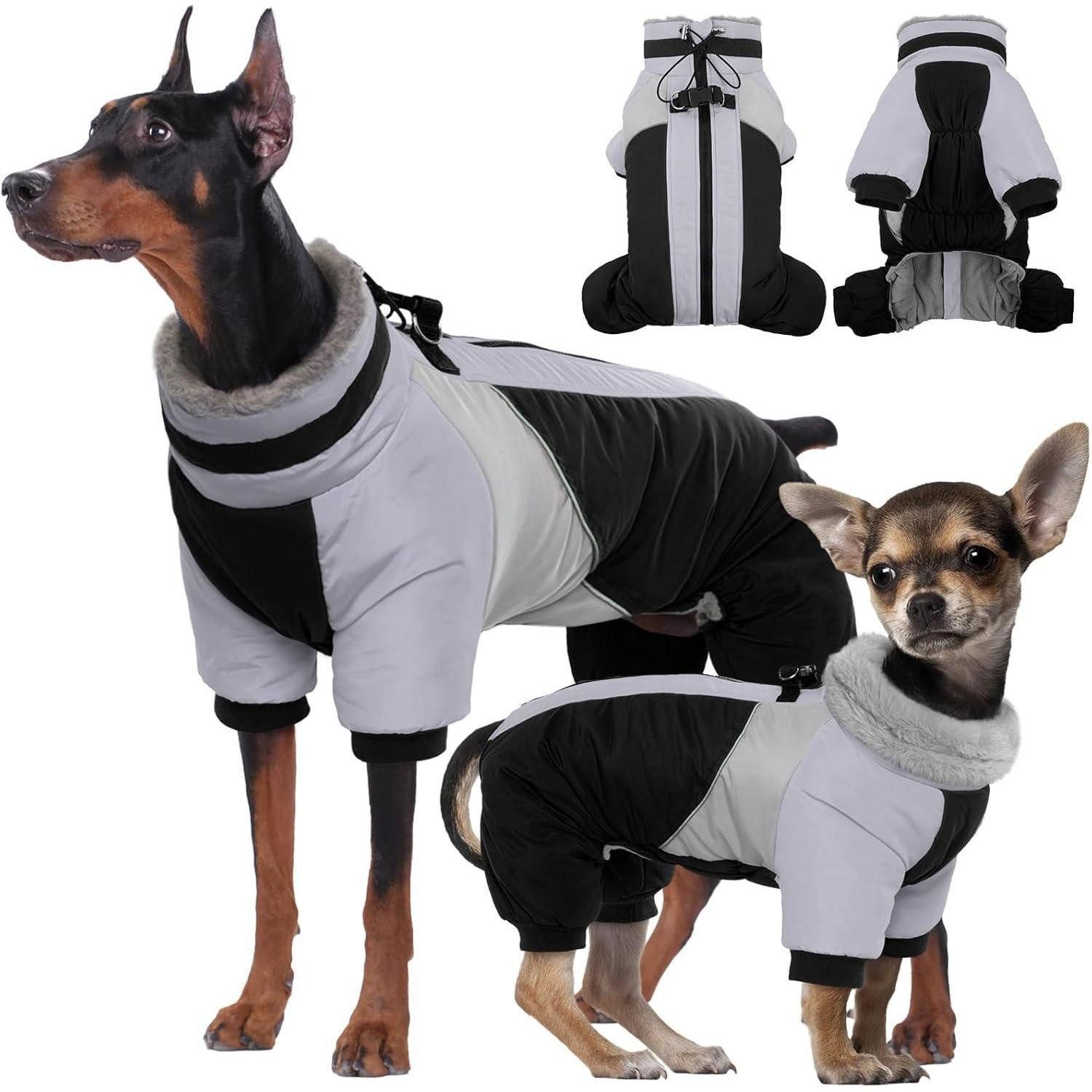 LuxusKollektion Hunde-Halsband Hundemantel Wasserdicht Winter Wärmer Geschirr Kleine Hunde XL Schwarz