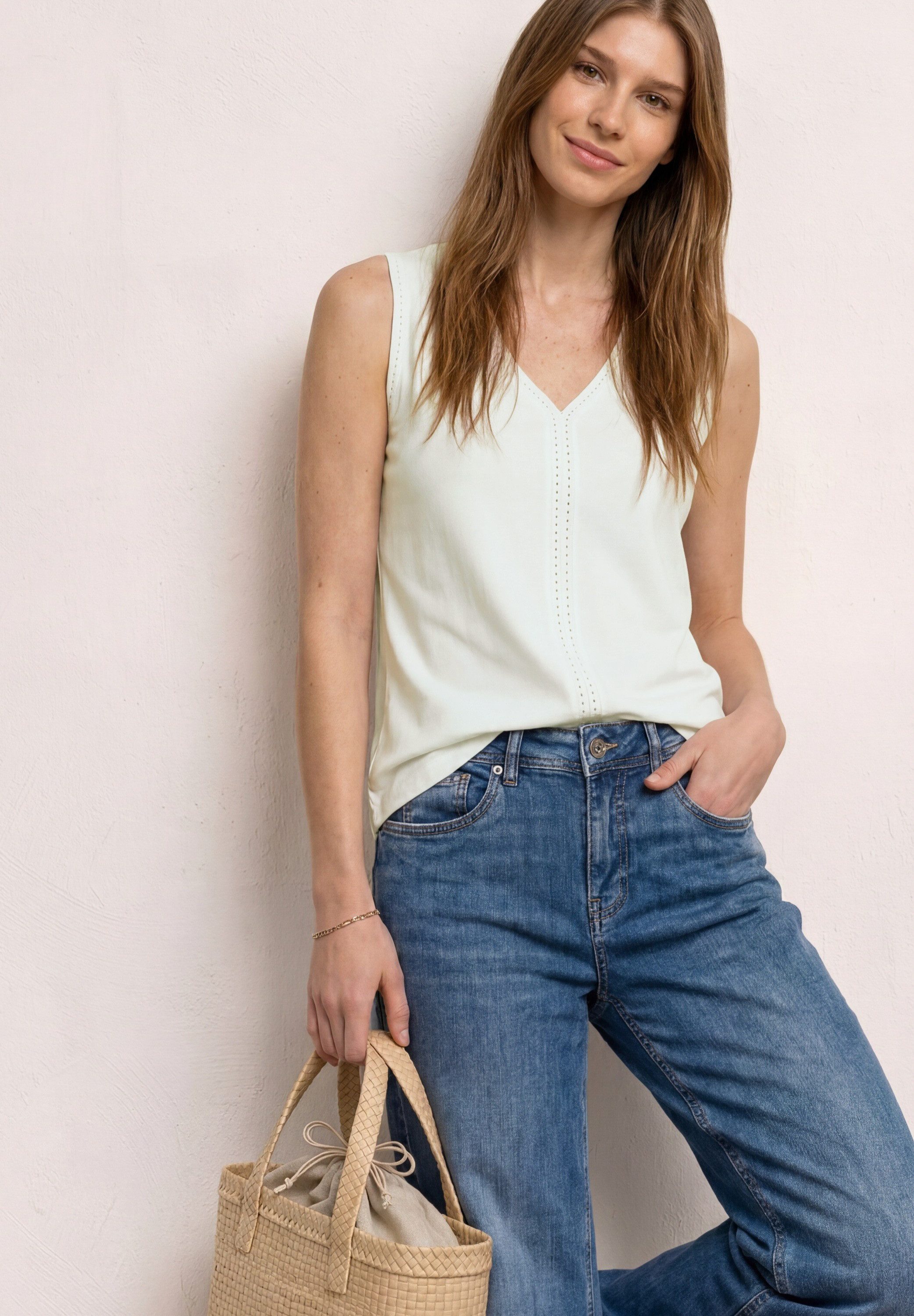 STREET ONE Shirttop mit dekorativem Crochet-Tape, unifarben