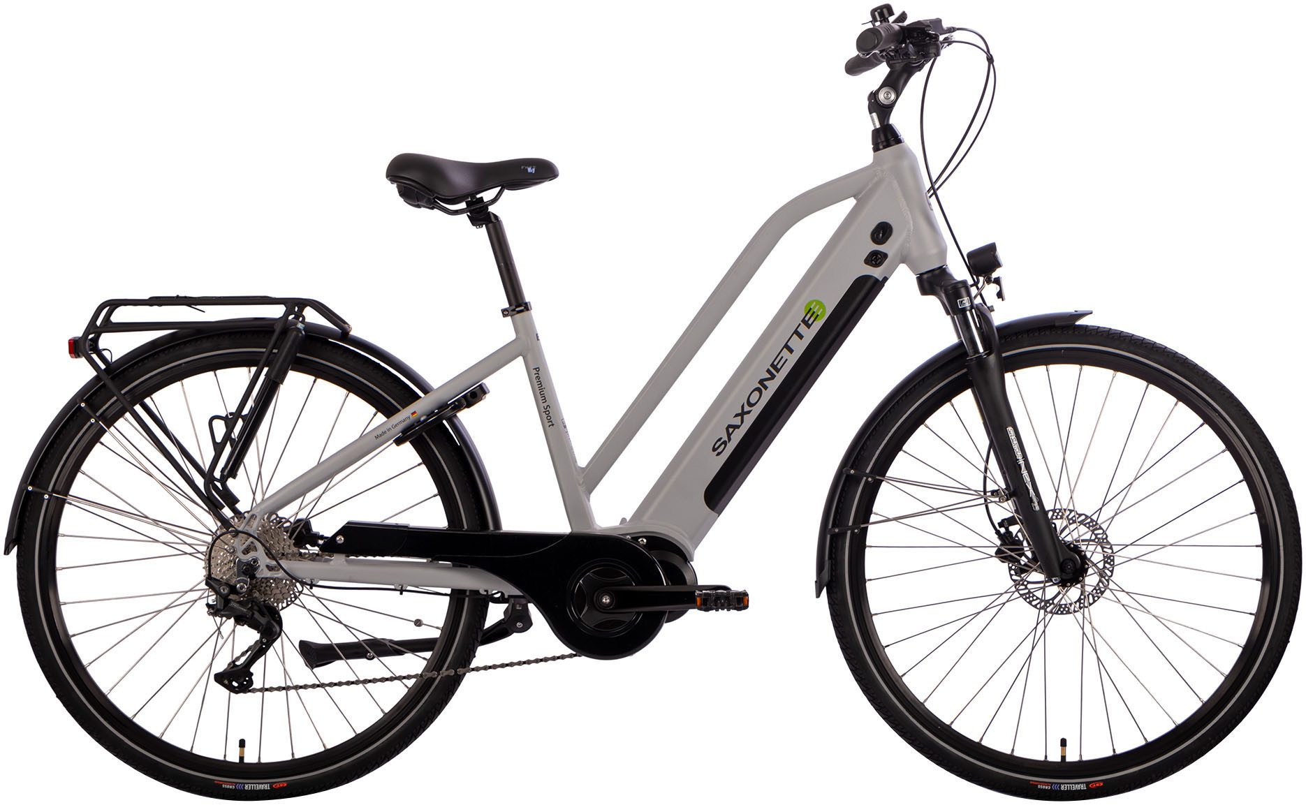 SAXONETTE E-Bike Trekkingrad Premium Sport (Trapez), 10 Gang, Kettenschaltung, Mittelmotor, 522 Wh, Pedelec, Elektrofahrrad für Damen