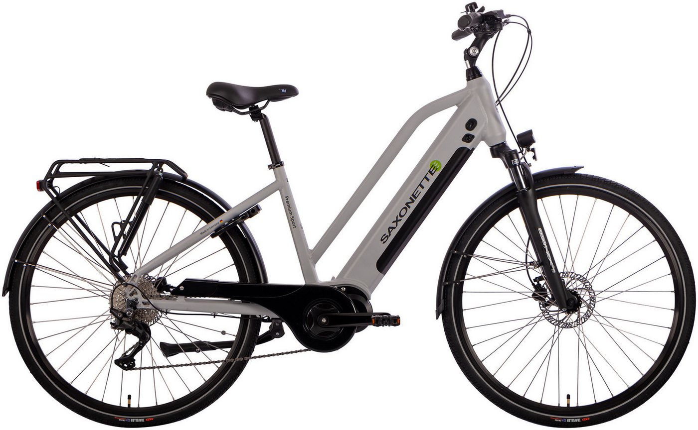 SAXONETTE E-Bike Trekkingrad Premium Sport (Trapez), 10 Gang, Kettenschaltung, Mittelmotor, 522 Wh, Pedelec, Elektrofahrrad für Damen