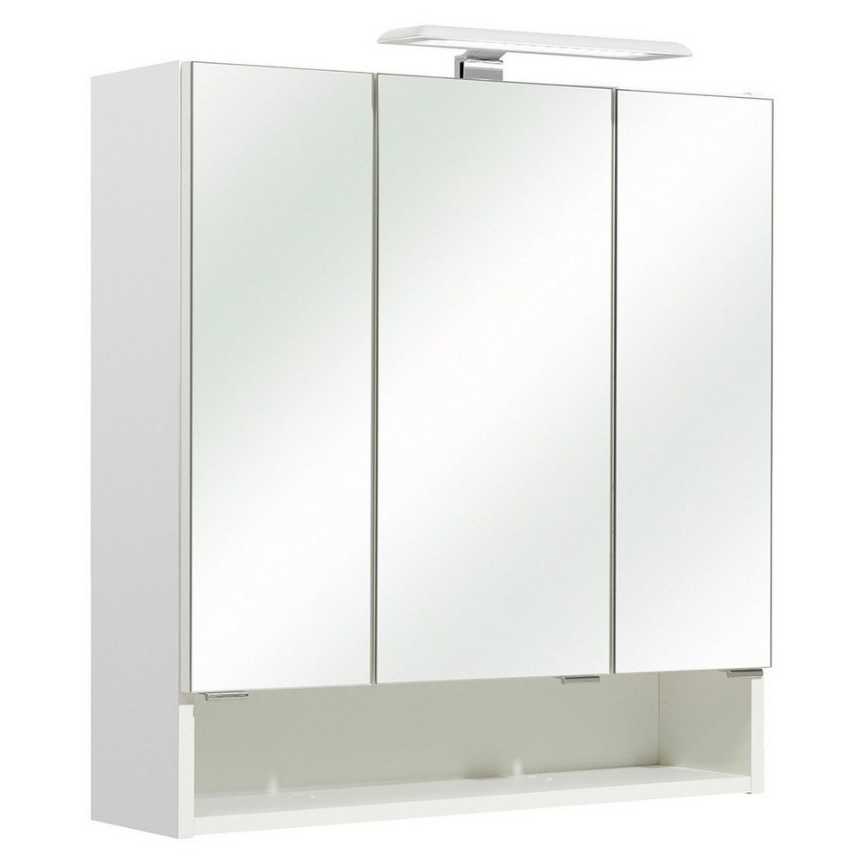PELIPAL Spiegelschrank Quickset 953 Breite 65 cm, 3-türig, LED-Beleuchtung,  Schalter-/Steckdosenbox, mit 3 Türen, 1 Ablagefläche und 6 Einlegeböden | Spiegelschränke