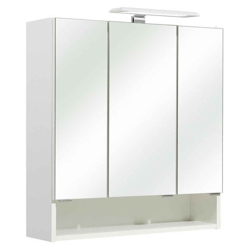 PELIPAL Spiegelschrank GERD, Weiß Hochglanz, 2-türig, Badmöbel, mit LED-Aufsatzleuchte, BxHxT 65 x 70 x 20 cm