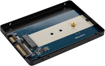 Poppstar Festplatten-Gehäuse M.2 auf 2,5" SATA 3, für 2242 / 2260 / 2280 M.2 SSDs, (nur für NGFF S-ATA B, B+M Key SSD) Aluminium Case Adapter, Schwarz