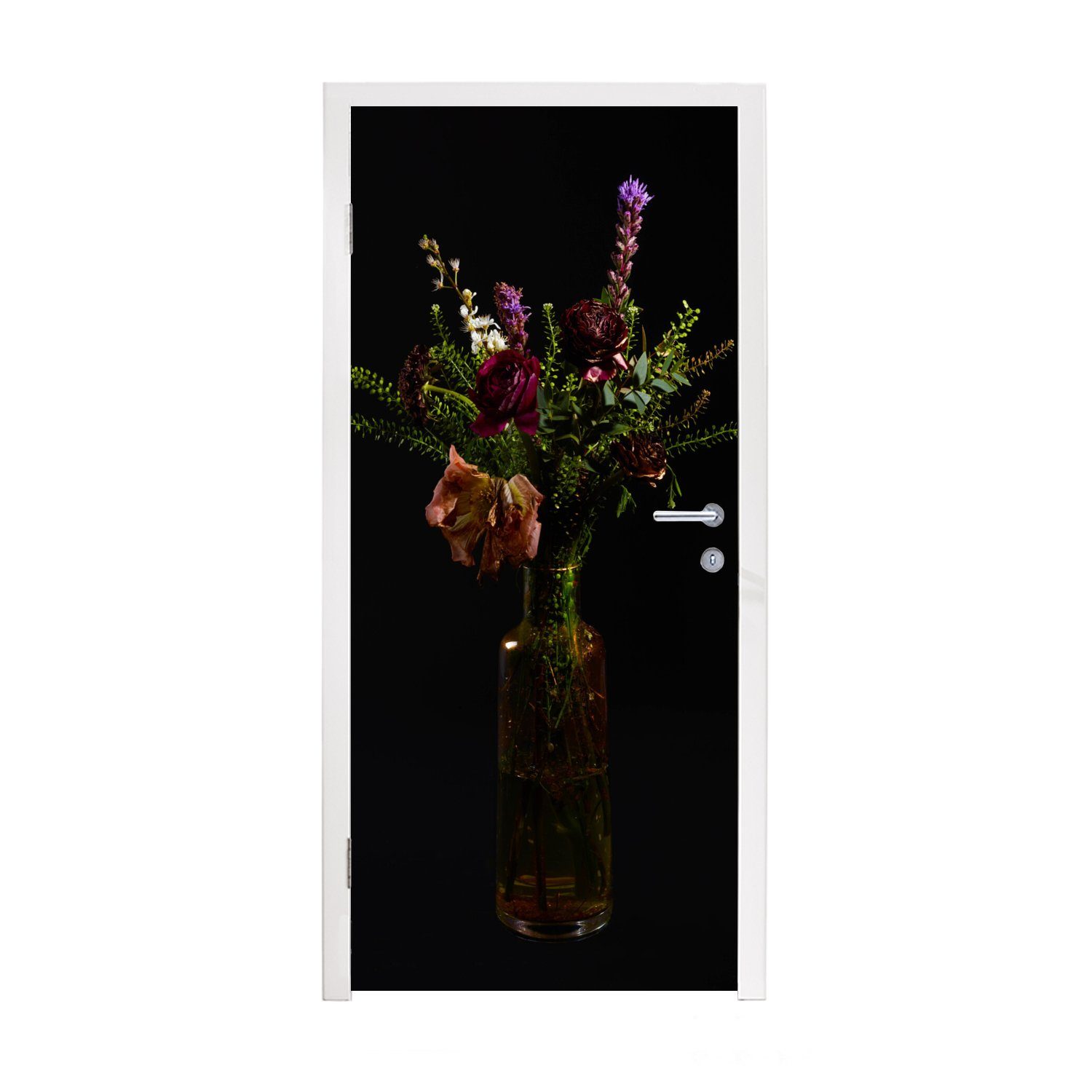 MuchoWow Türtapete Blumen - Farben - Stilleben, Matt, bedruckt, (1 St), Fototapete für Tür, Türaufkleber, 75x205 cm