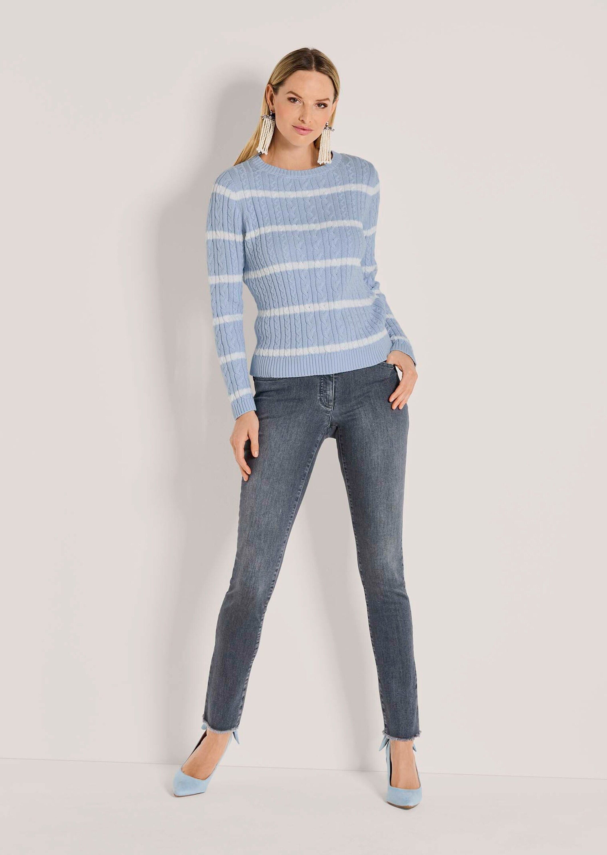 MADELEINE Strickpullover Moderner Baumwollpullover mit Zopfmuster und Ringe günstig online kaufen