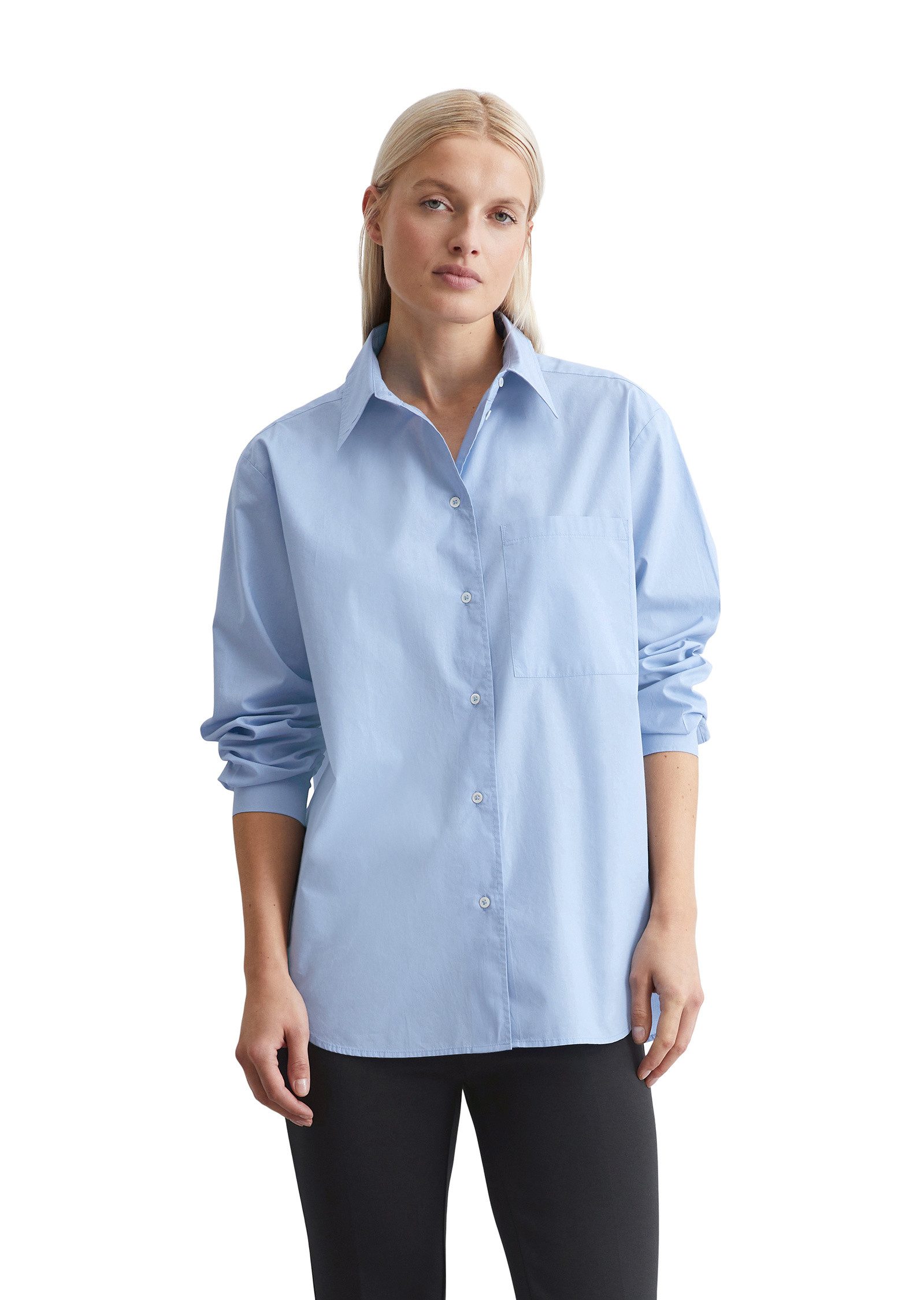 Langarmbluse aus Organic Cotton-Popeline
