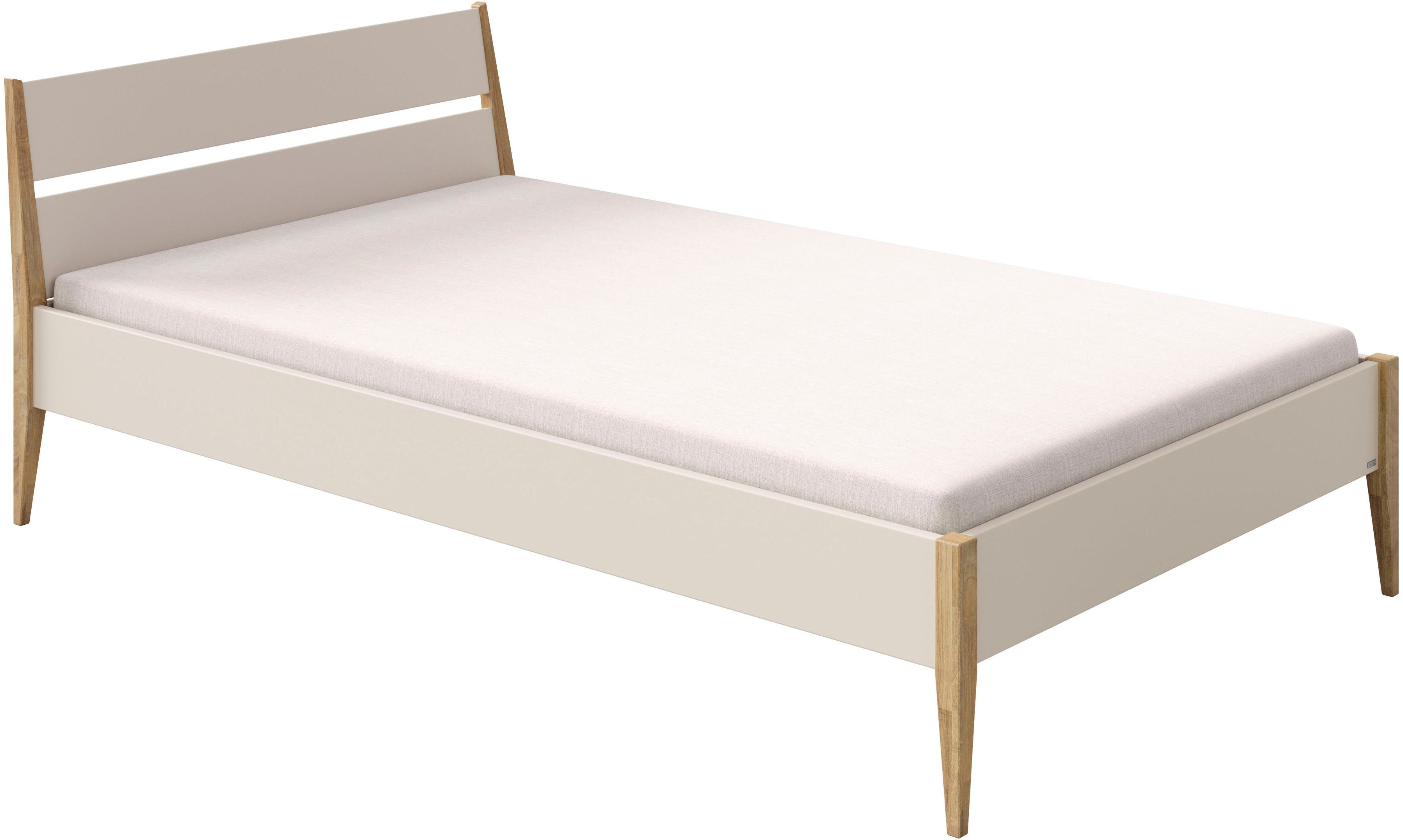 PAIDI Kinderbett STIENE in verschiedenen Größen und Farben (90/120/140x200cm - Beige, Grau, Eiche massiv), Jugendbett mit Massivholz, pflegeleicht, langlebig, Jugendliege