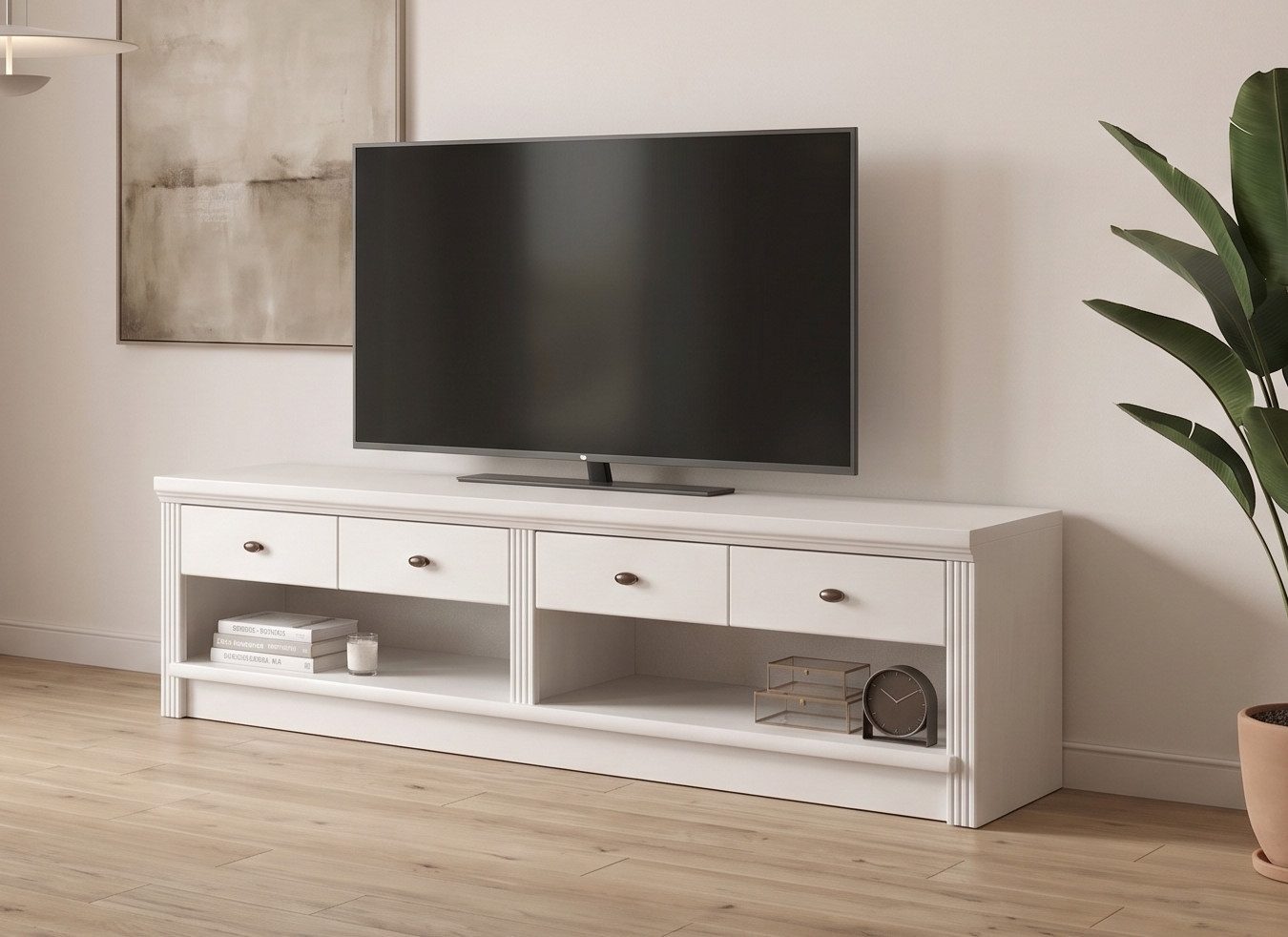 OTTO home Lowboard Soeren TV-Kommode (B/T/H: 158/45/45 cm), aus massiver Kiefer, mit 2 Schubladen, FSC®-zertifiziert