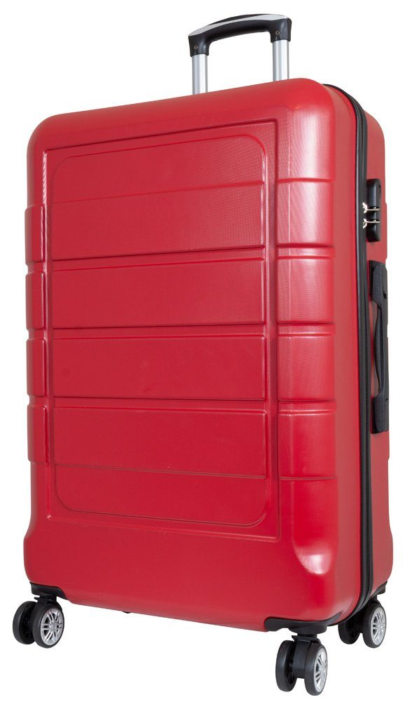 Trendyshop365 Koffer Como 4 Farben, 4 Rollen, großer Trolley für den Jahresurlaub, Hartschale, Zahlenschloss rot
