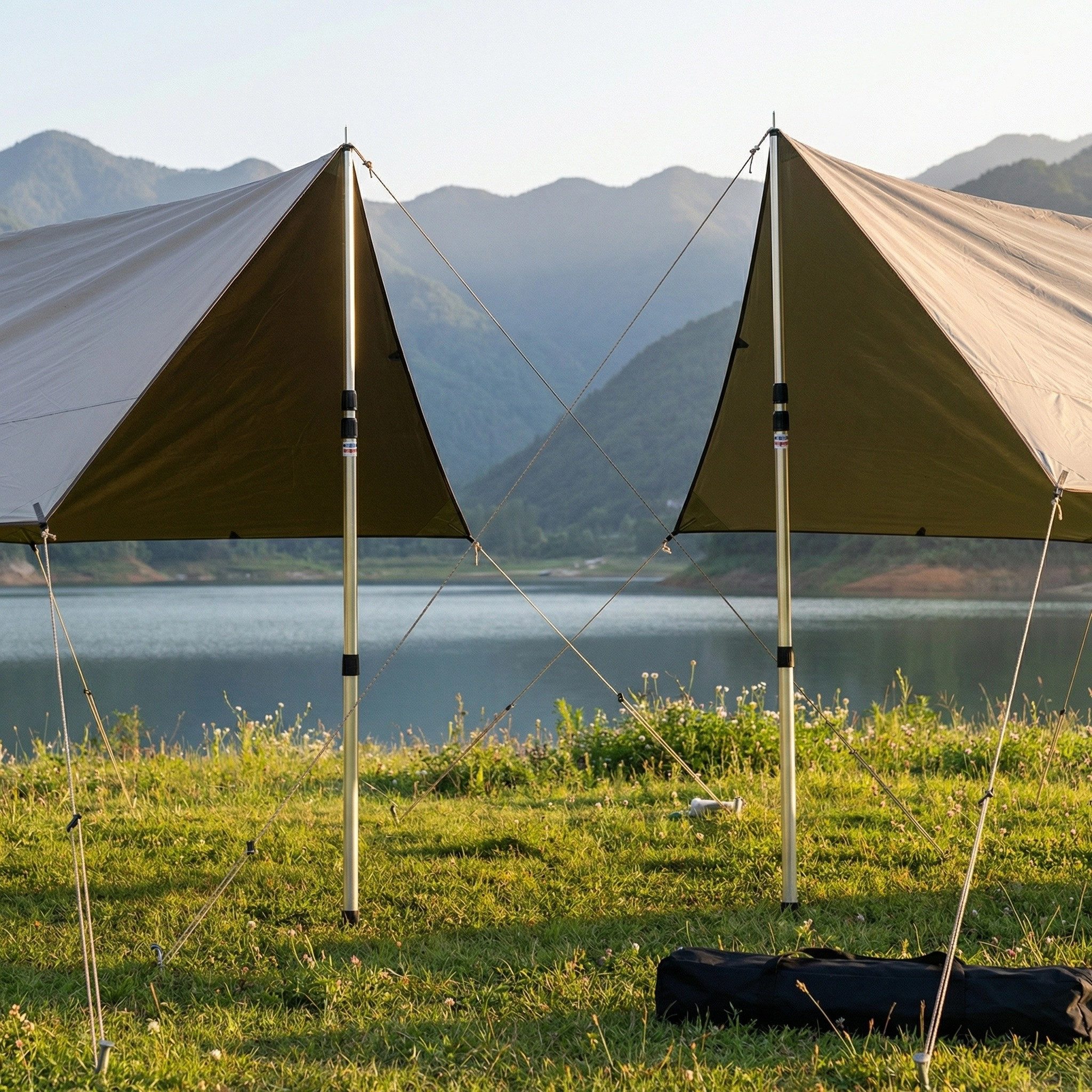 GARRYFIZH Zeltstange Zeltstange Zeltstangen Teleskop Teleskopstange Camping Zeltstangen, 4-teiliges Design, 0,9–2,8 m verstellbar, inklusive Spitzenabdeckung