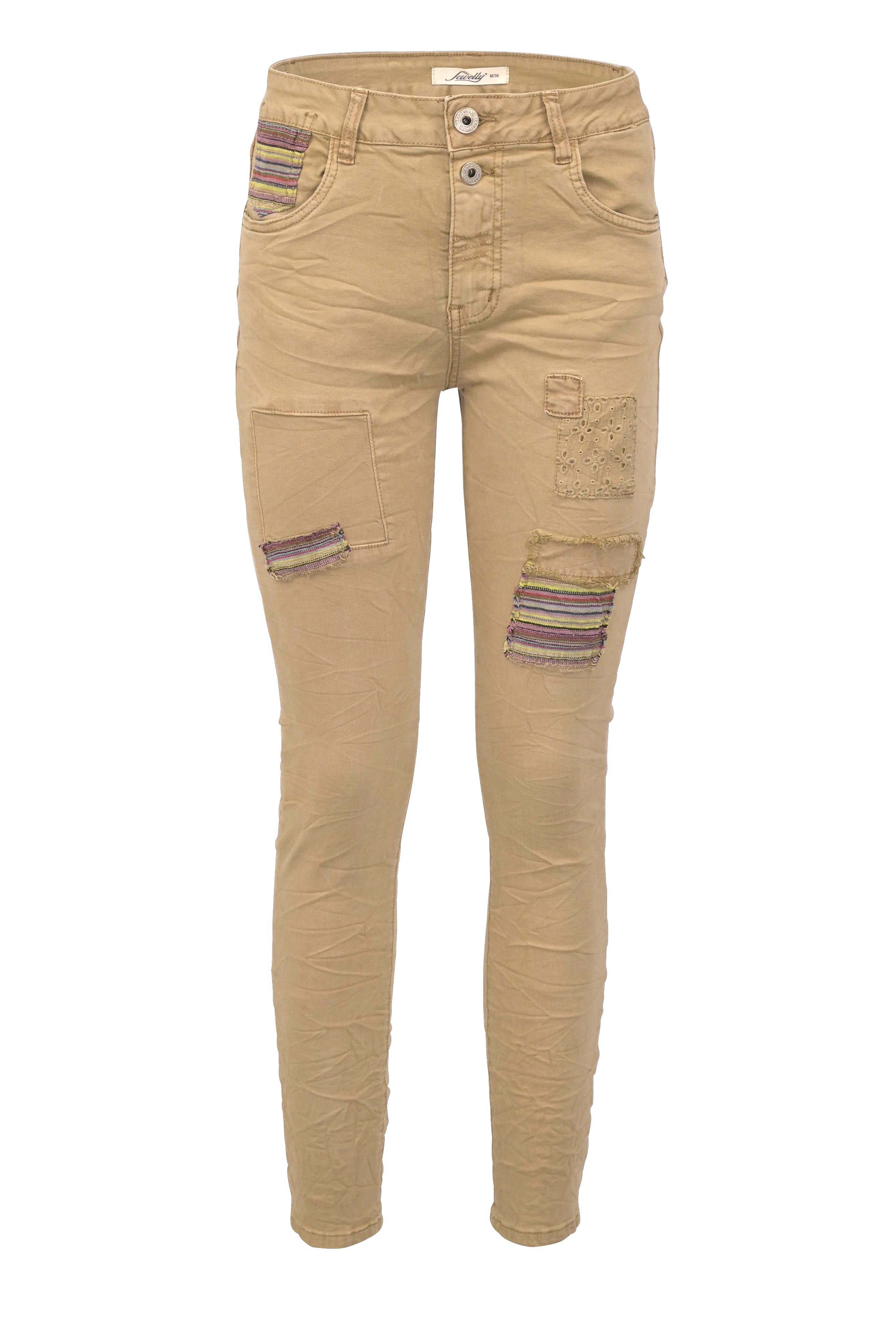 Regular-fit-Jeans Stretch Boyfriend Jeans - Patches Aufnäher -