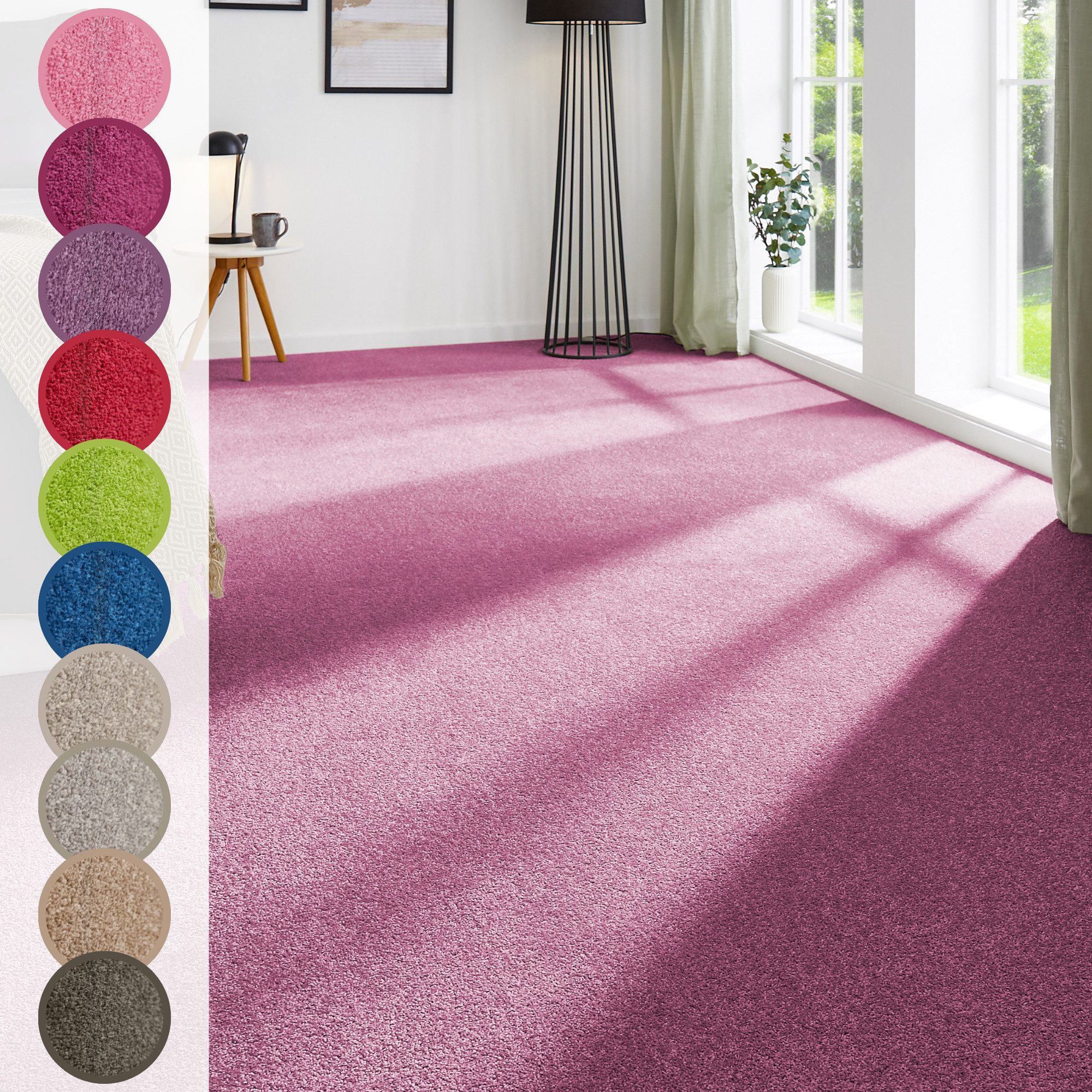 Andiamo Teppichboden Ines, Kräuselvelours, Made in Netherlands, rechteckig, Höhe: 8,5 mm, Uni Farben, Breite 400 cm, strapazierfähig & pflegeleicht