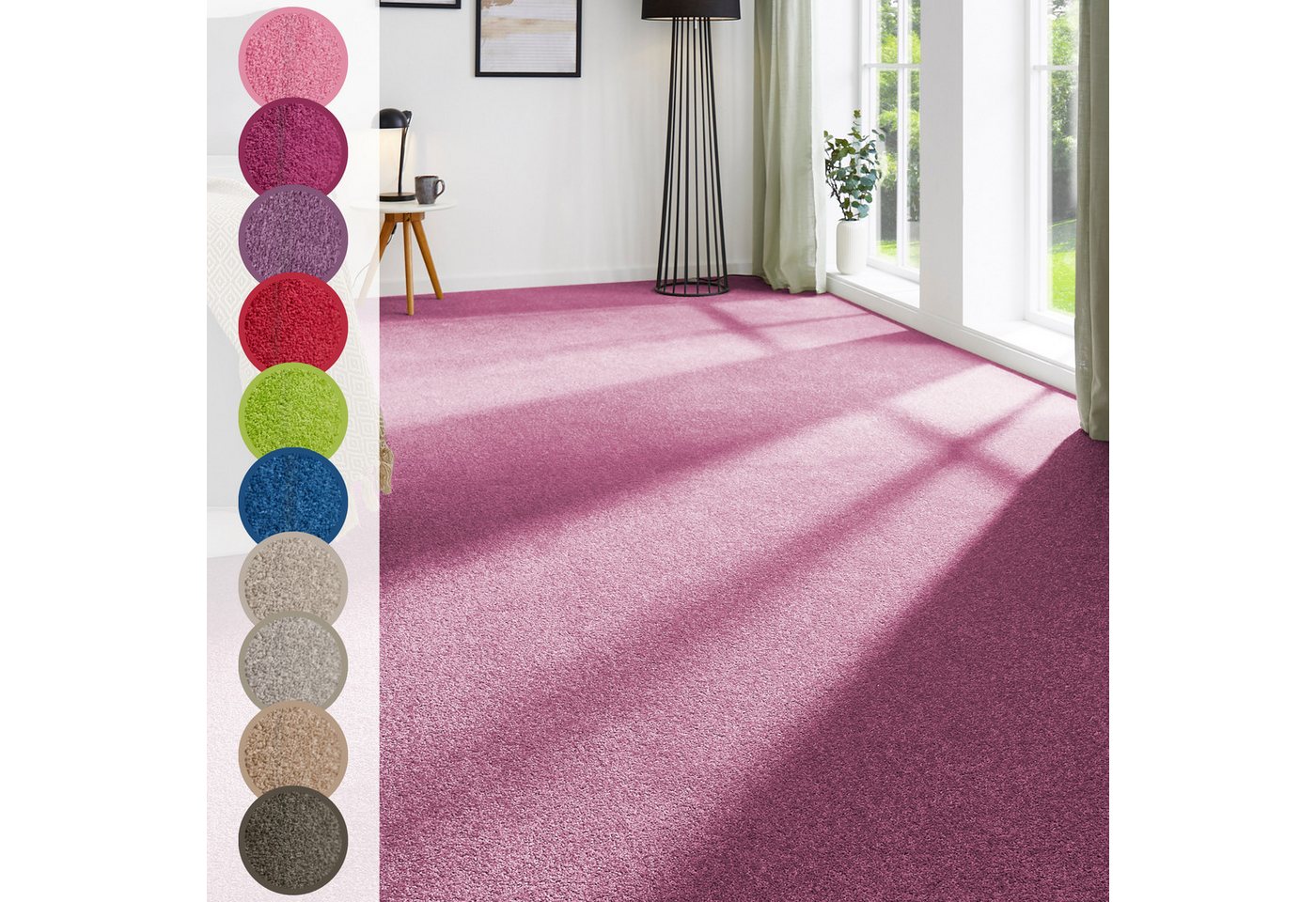 Andiamo Teppichboden Ines, Kräuselvelours, Gesamthöhe 8,5 mm, Luxusklasse LC2, rechteckig, Uni Farben, Breite 400 cm, strapazierfähig & pflegeleicht
