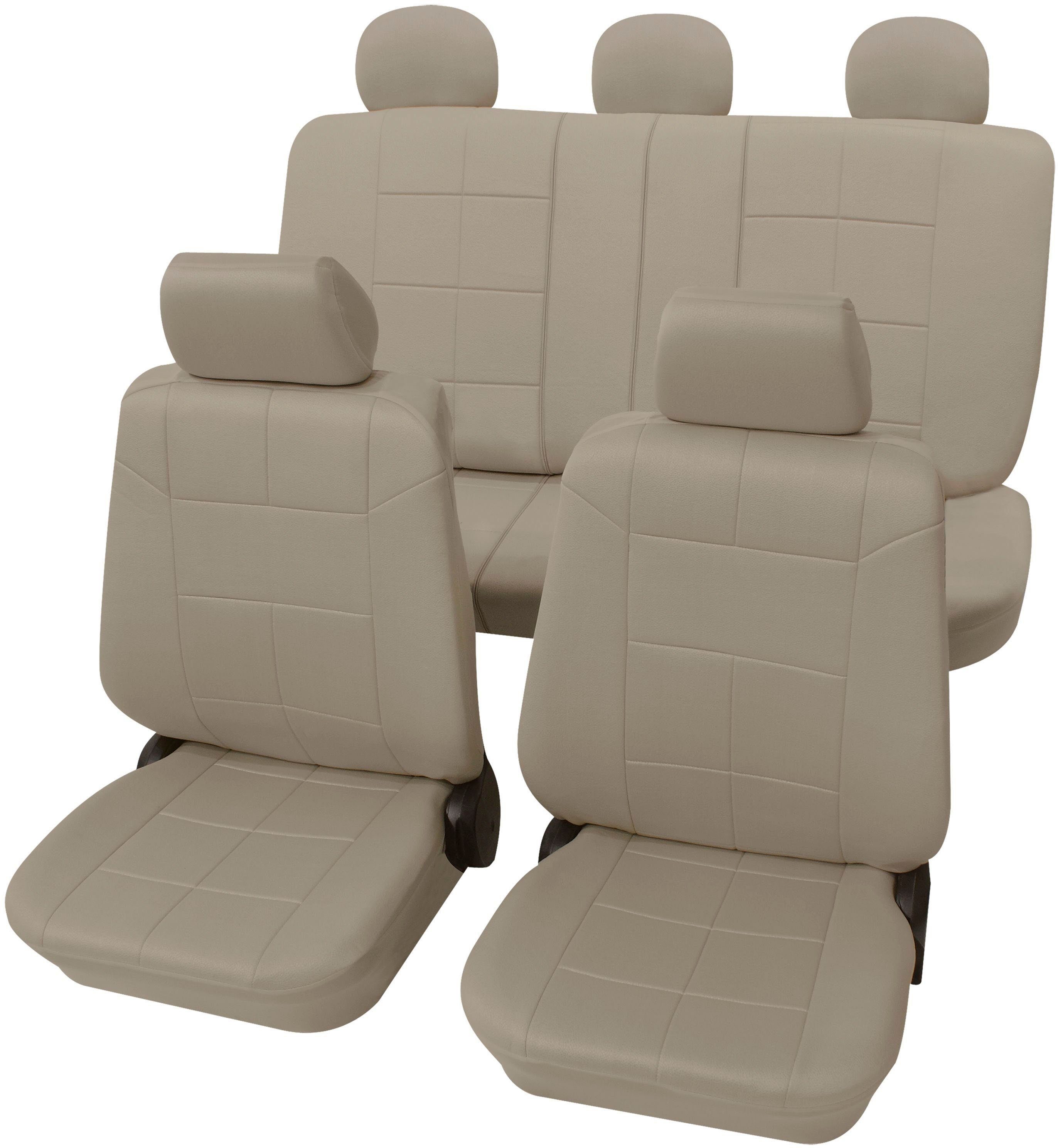 Petex Autositzbezug 17-tlg Set "Dakar", universelle Passform, Geeignet für Fahrzeuge mit/ohne Seitenairbag, SAB 1 Vario Plus beige