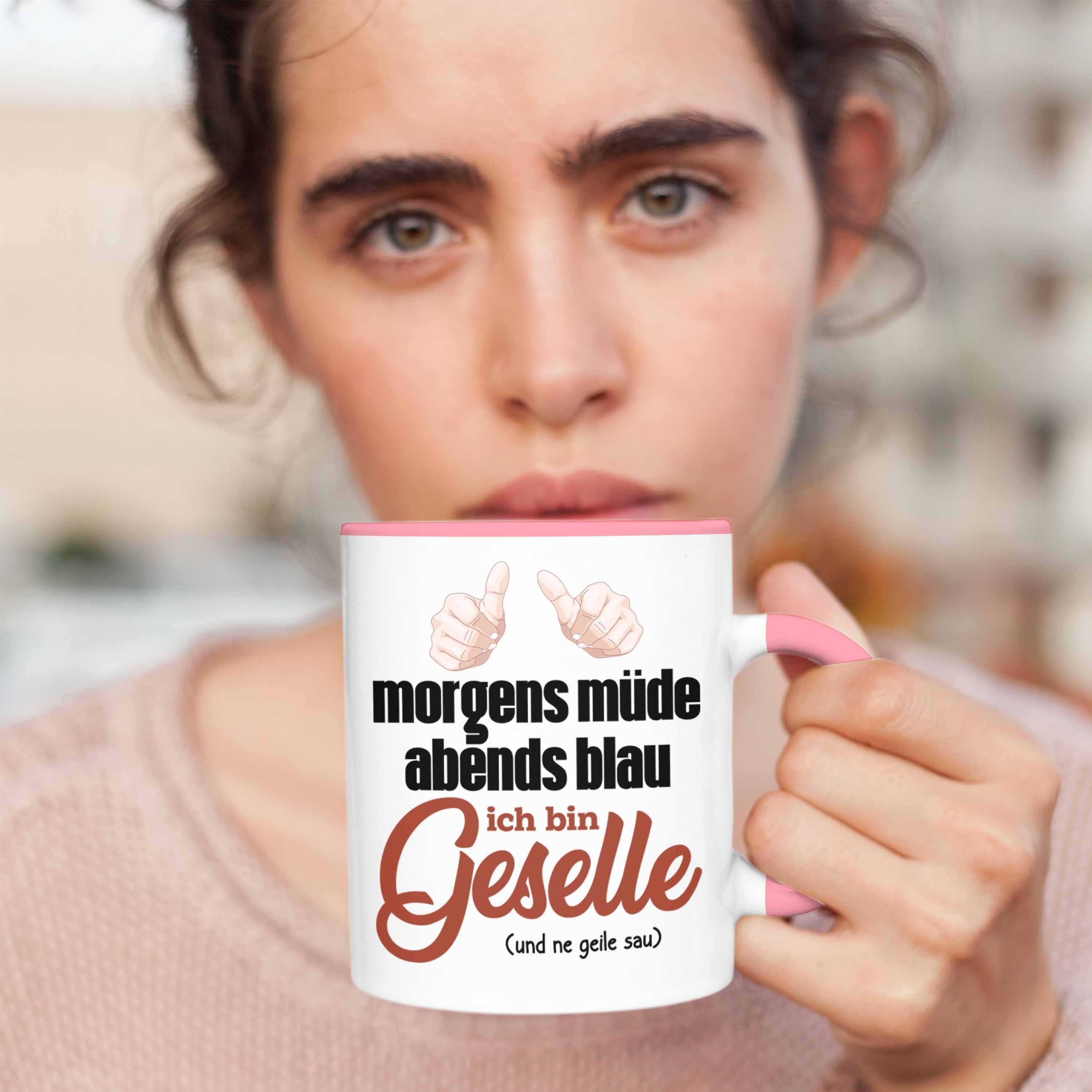 Tasse Prüfung Trendation Morgens Ich Geschenk Abends Tasse Müde Bestanden Geselle Rosa Blau