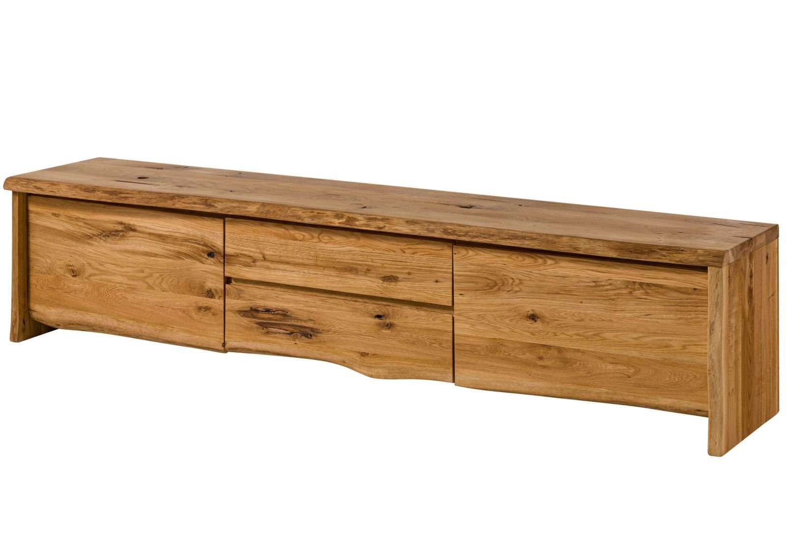 Massivmoebel24 TV-Board PURE OAK (Massivholz), TV-Board Wildeiche 220x45x50 natur geölt PURE OAK #704