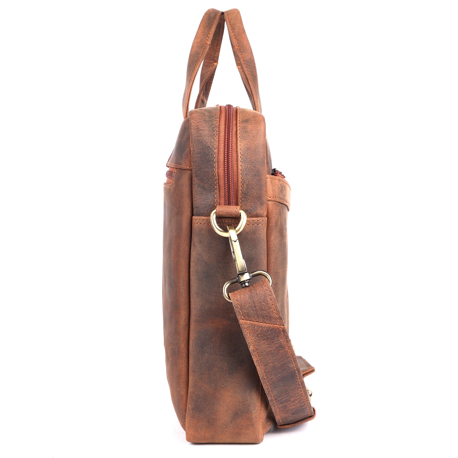 Benthill Aktentasche Echt Leder Laptoptasche Büro Tasche Umhängetasche Schultertasche, Schultergurt / Umhängegurt Reißverschlussfach – Bild 5 von 5