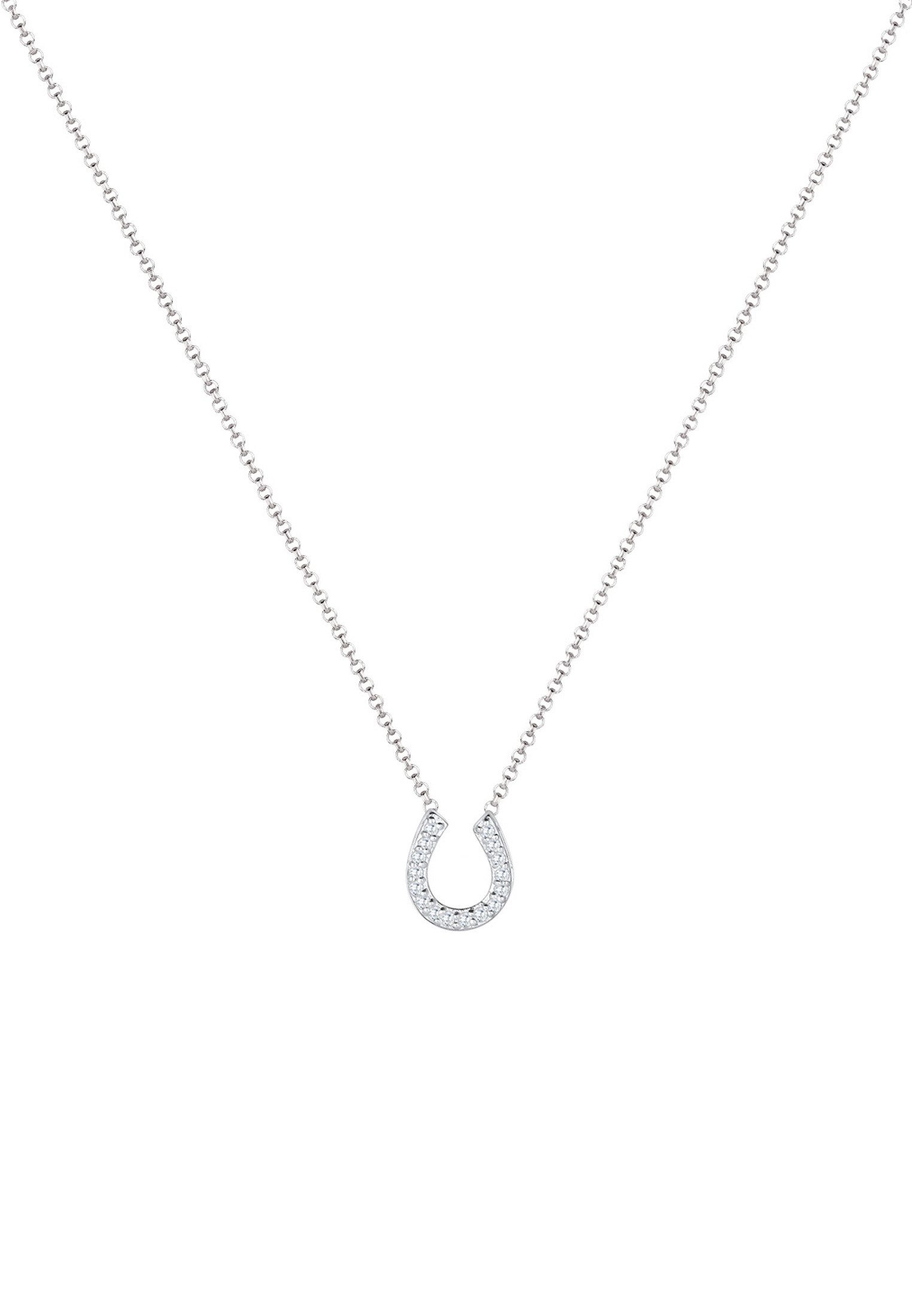 Elli Kette mit Anhänger Hufeisen Glück Zirkonia 925 Sterling Silber, Hufeis günstig online kaufen
