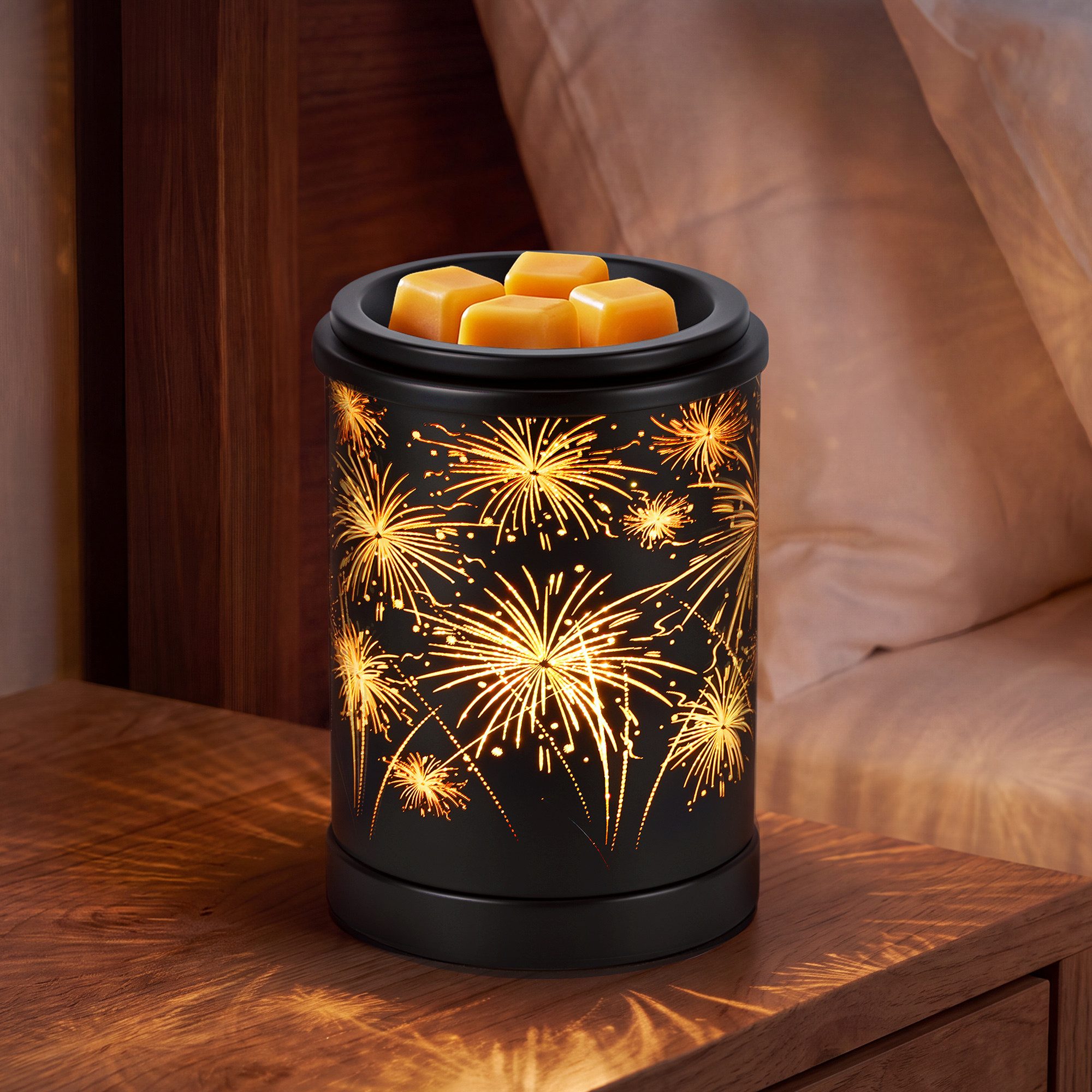 BlingBin Duftlampe Elektrische Aromalampe Wachsduftlampe mit Feuerwerk-Lichteffekt (1er Set, 1 St., 10,5*10,5*15cm), Dekorative Duftlampe für Duftwachs & ätherische Öle im Wohnzimmer