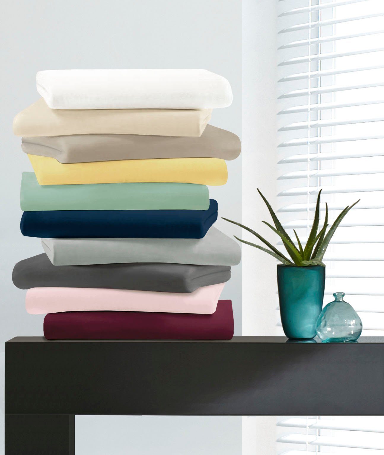 BIERBAUM Spannbettlaken Jersey, Jersey, Gummizug: rundum, (1 Stück), 95 % Baumwolle und 5 % Elasthan für optimale Weichheit und Dehnbarkeit