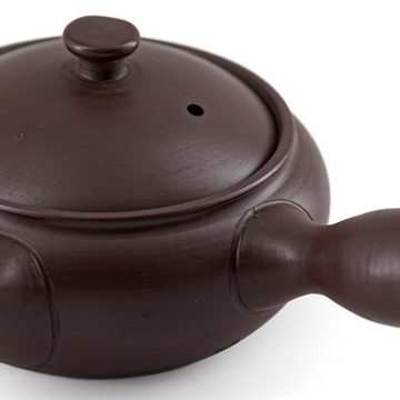 teayumi Teekanne IKEBE-SAN Kyusu Keramikkanne 250 ml Rotbraun, 250 l, (2-teilig), Integriertes Edelstahlsieb