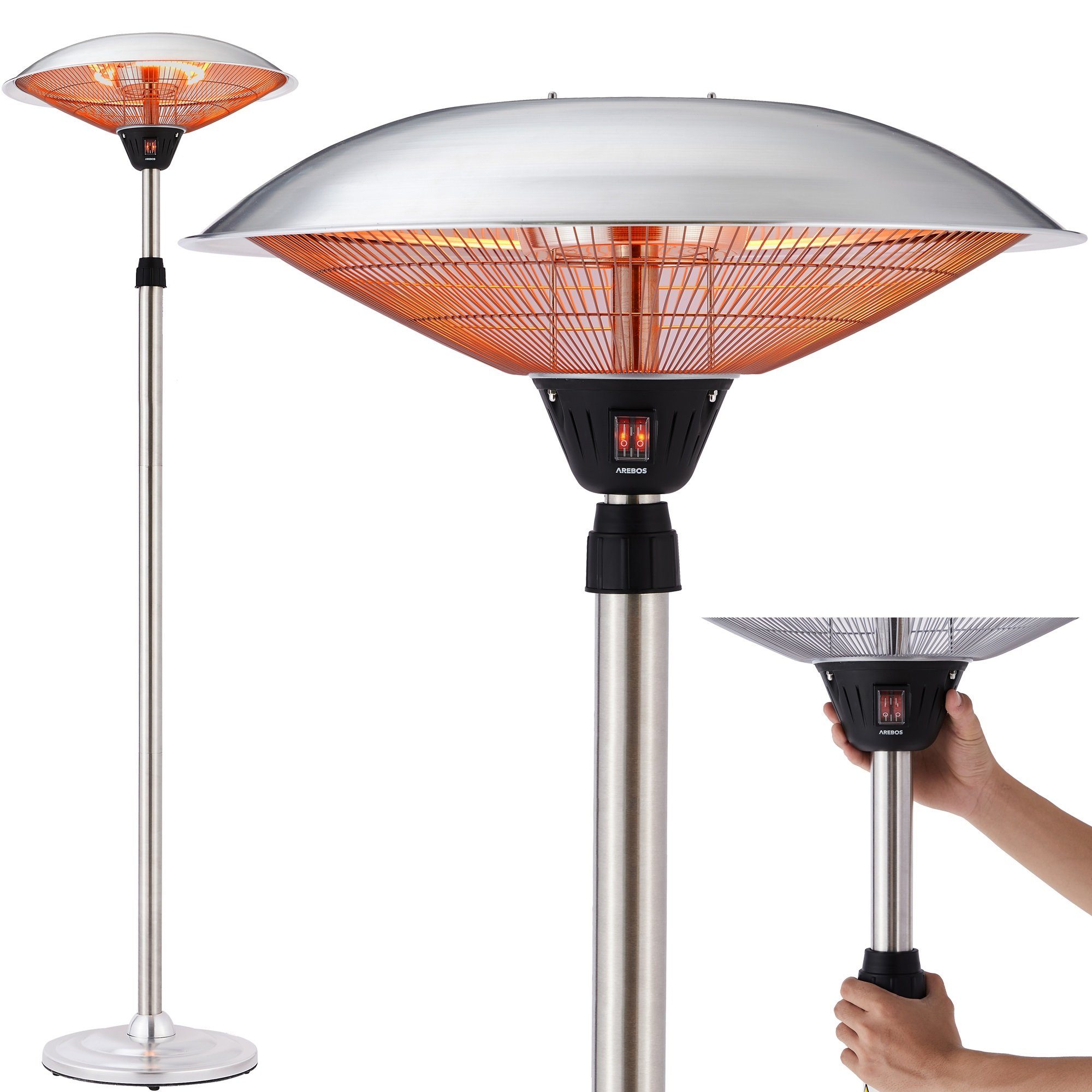 Arebos Terrassenstrahler Standheizstrahler, Wärmelampe günstig online kaufen