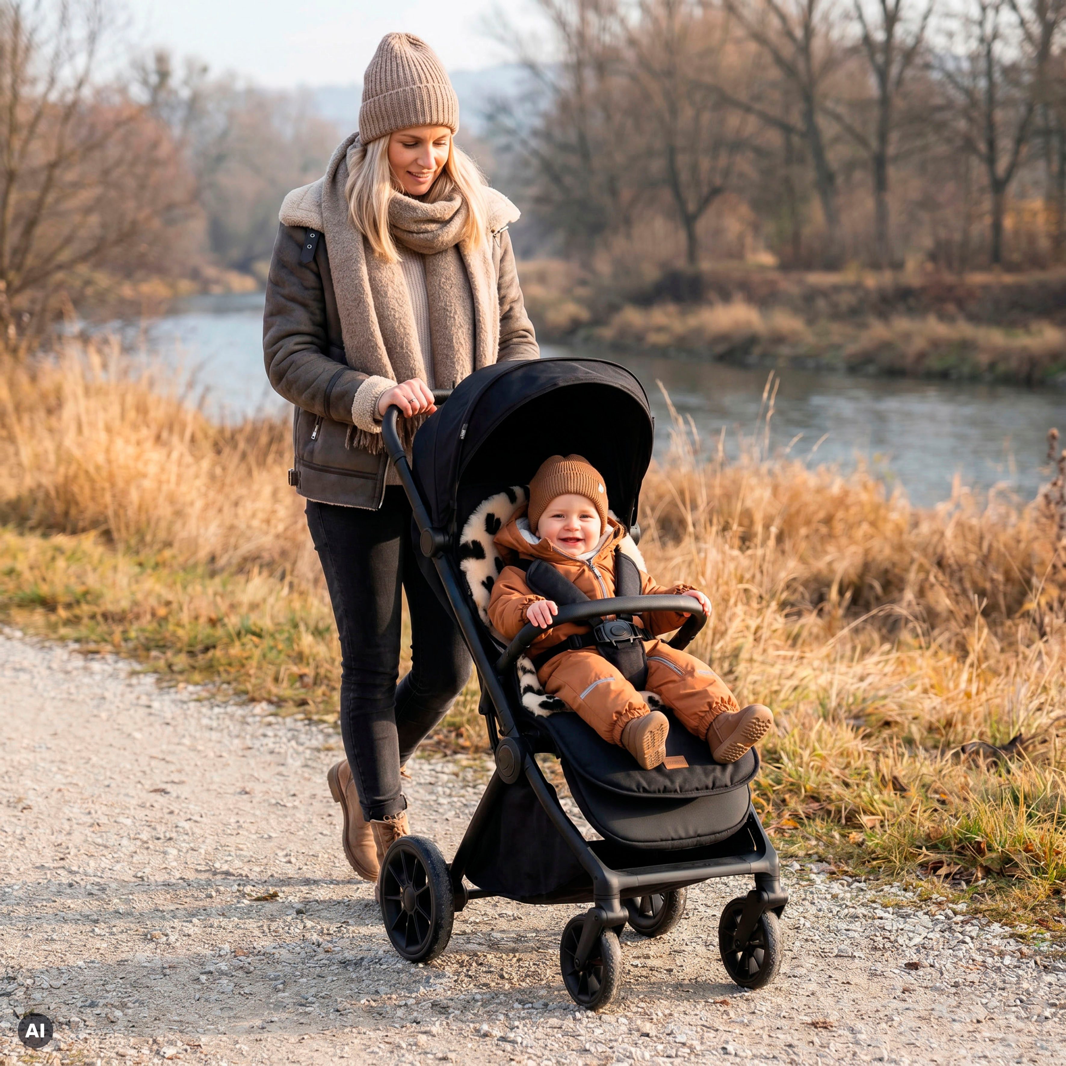Babylammfell Lammfelleinlage Protect 80x40 cm, Fillikid, für Kinderwagen und Buggies, mit Schmutzschutz im Fußbereich – Bild 2 von 5