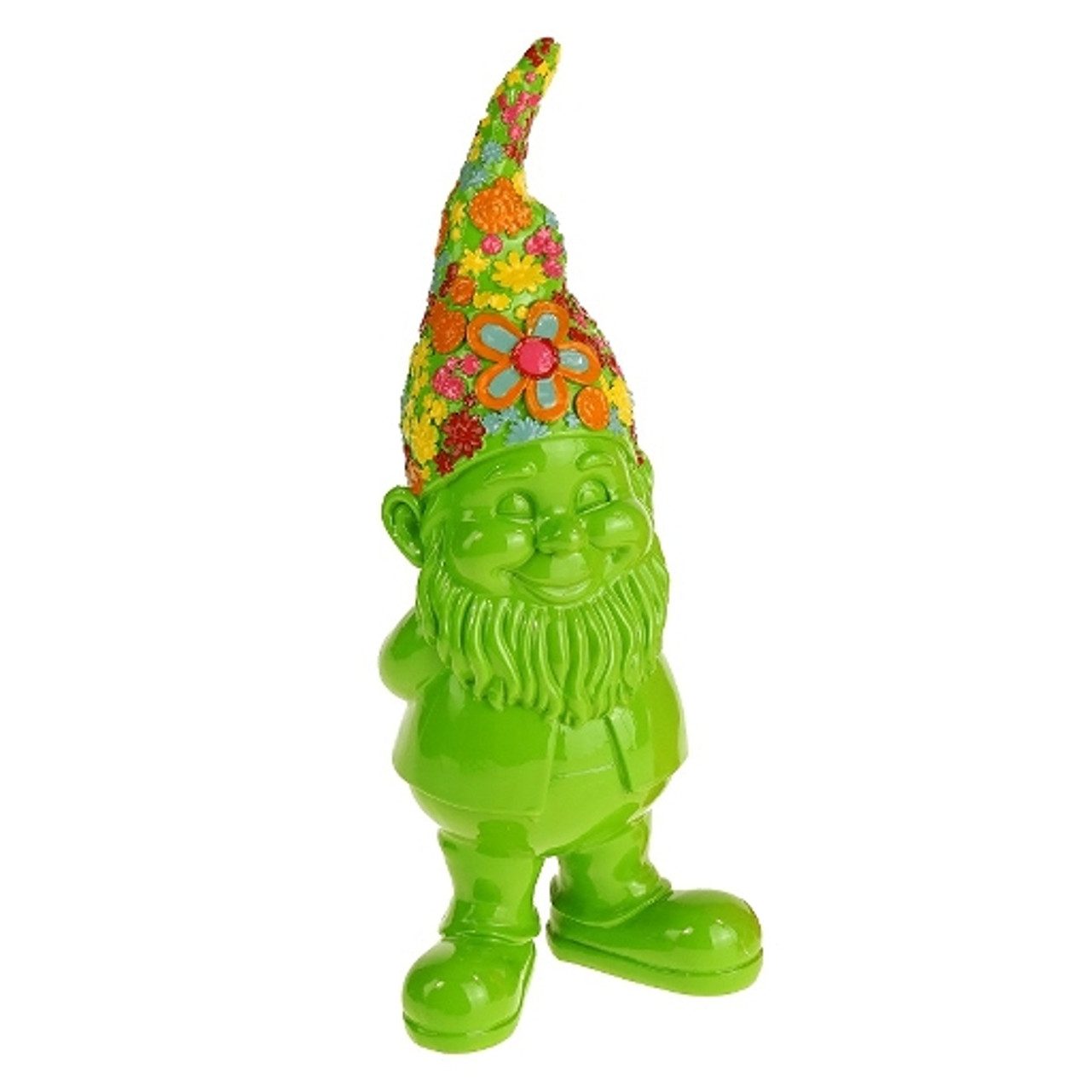 Macosa Home Gartenzwerg Flower Power Pink 20 cm Dekozwerg Zwerg, (modern bunt, Dekofigur Frühlingsdeko), Gartendekoration Dekoration