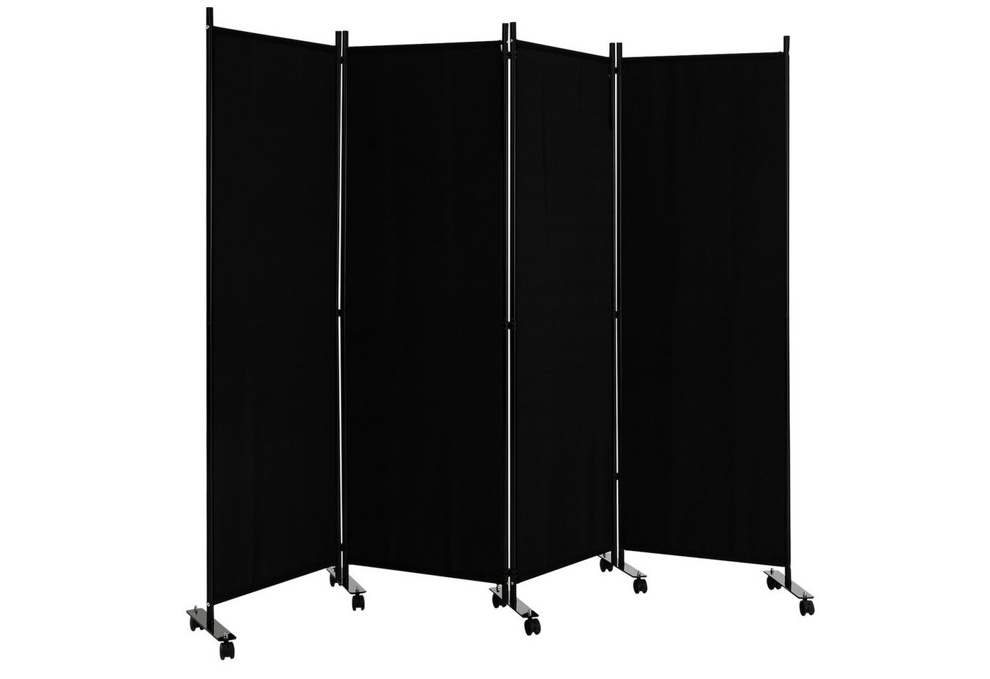 COSTWAY Paravent auf Rollen, 4 tlg., faltbar, Metallrahmen, 225x173cm