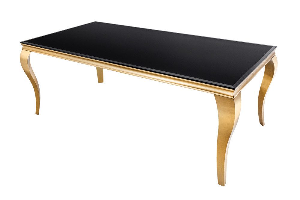 riess-ambiente Esstisch MODERN BAROCK 200cm schwarz / gold (Einzelartikel, 1-St), Küche · Opalglas · Edelstahl · eckig