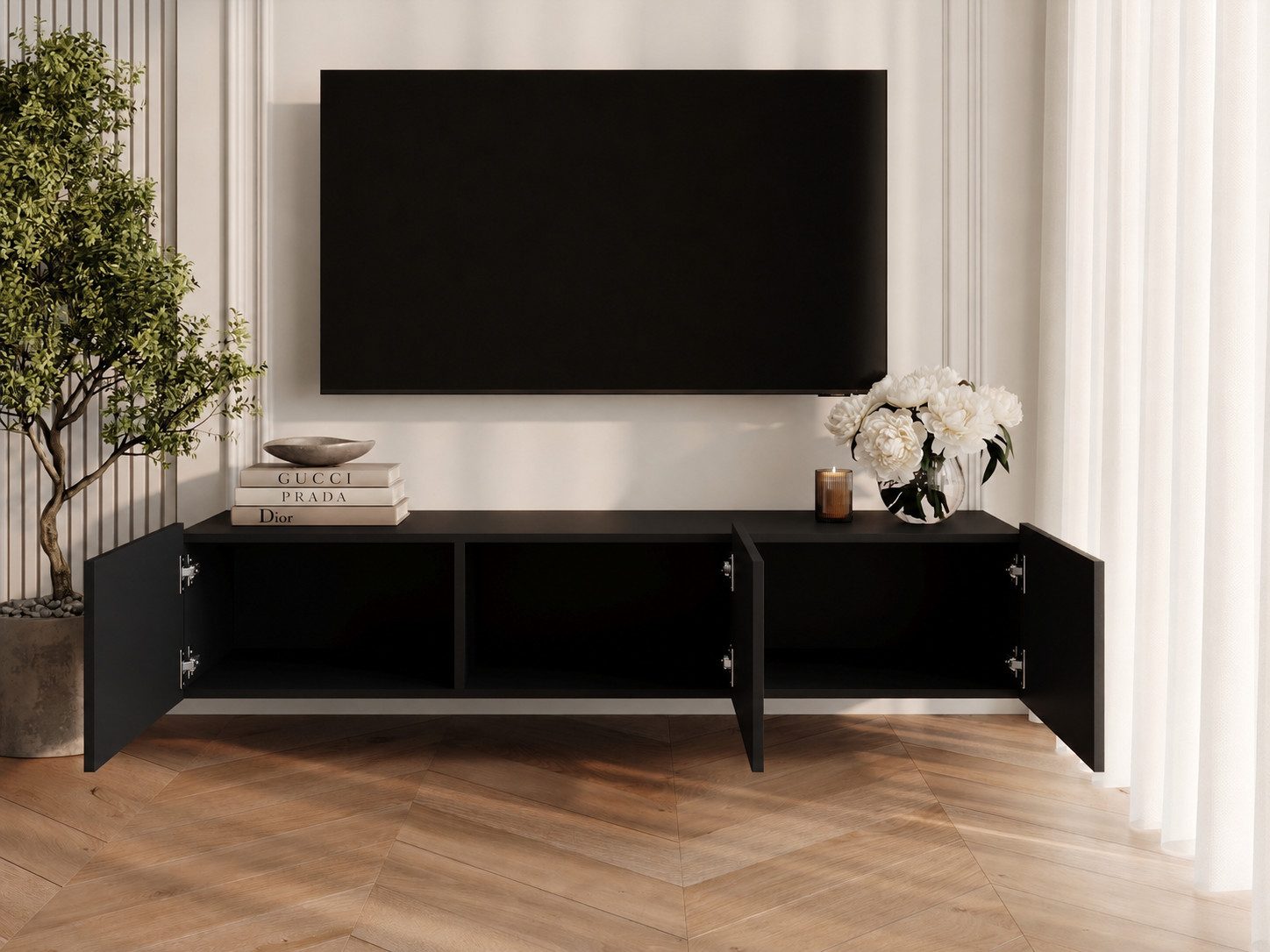 GrainGold TV-Schrank Kioto (Set, TV-Schrank) Soft-Closing-System, Breite 150 cm, für das Wohnzimmer – Bild 3 von 5