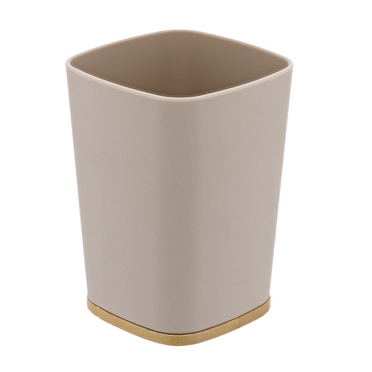 TENDANCE Zahnputzbecher Beiger Zahnputzbecher CALMA, 7,5 x 7,5 x 10,5 cm