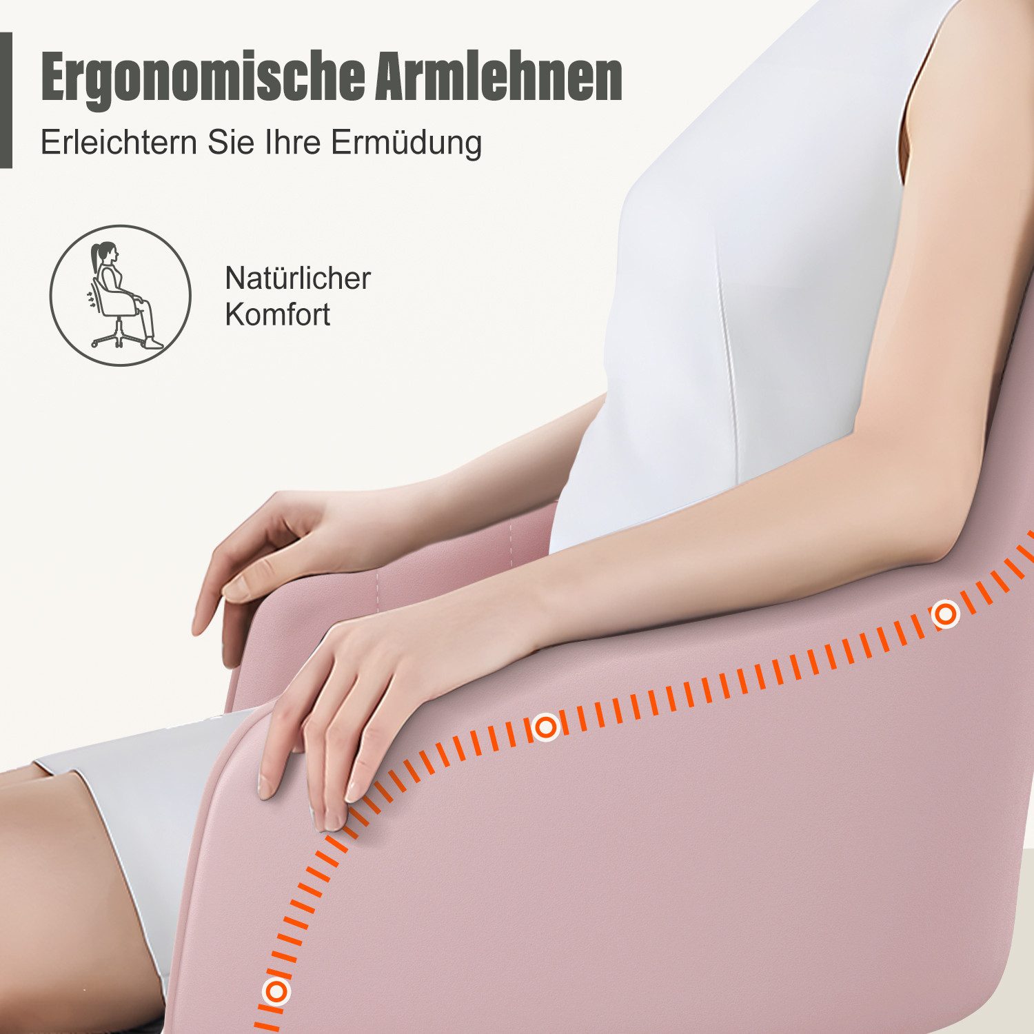 Adormii Bürostuhl Homeoffice Stuhl,Schminkstuhl mit Armlehnen,Drehstuhl mit Rrollen (Samt Stuhl,höhenverstellbar,für Schminktisch,Arbeitszimmer, Schlafzimmer,15 – Bild 5 von 5