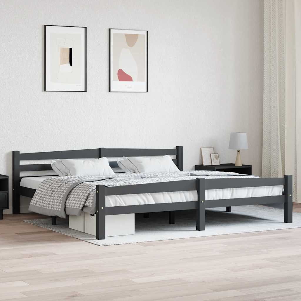 vidaXL Bettgestell vidaXL Massivholzbett Dunkelgrau Kiefer 200x200 cm
