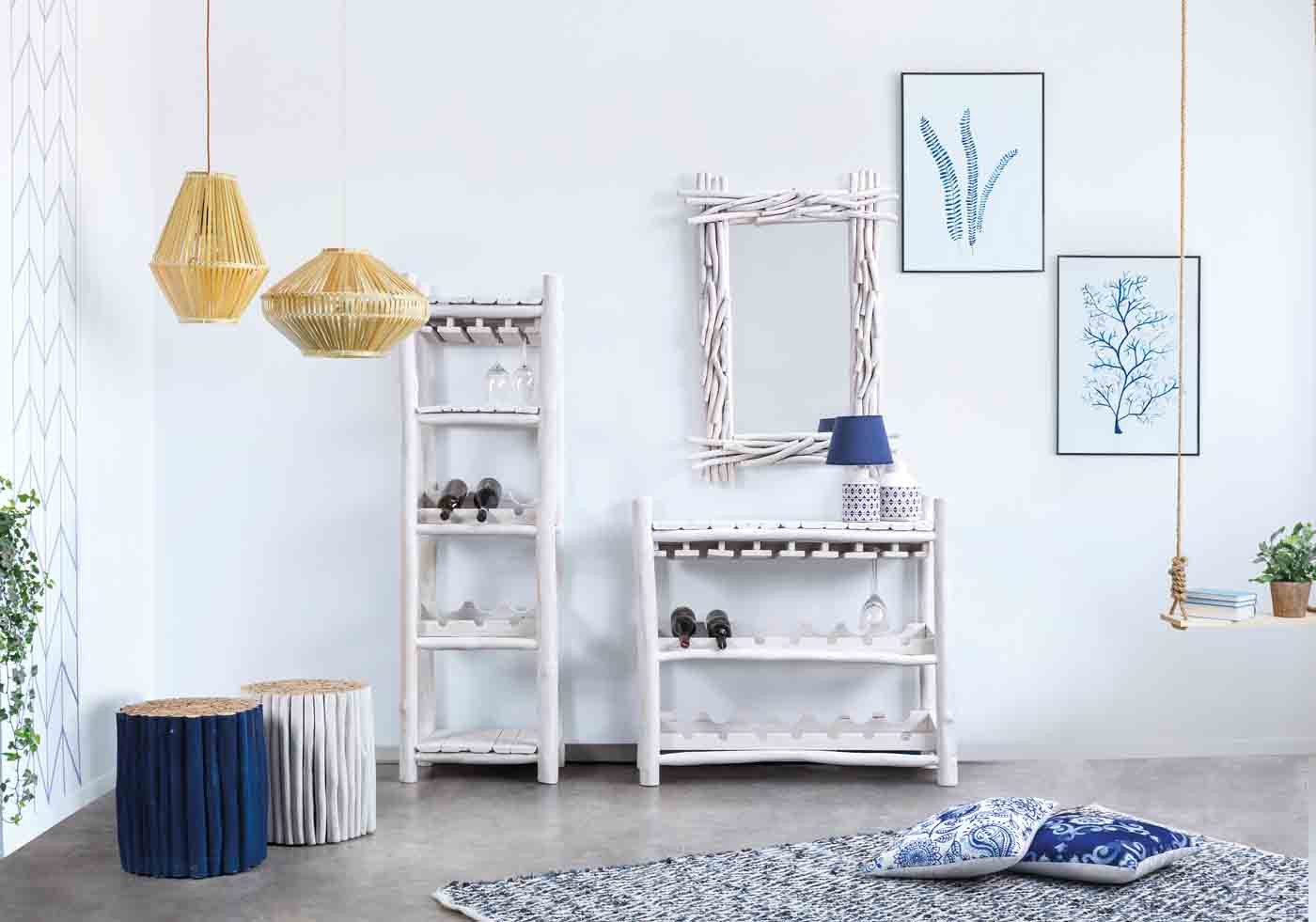 Bizzotto Beistelltisch Guadalupe aus Teakholz, Blau günstig online kaufen