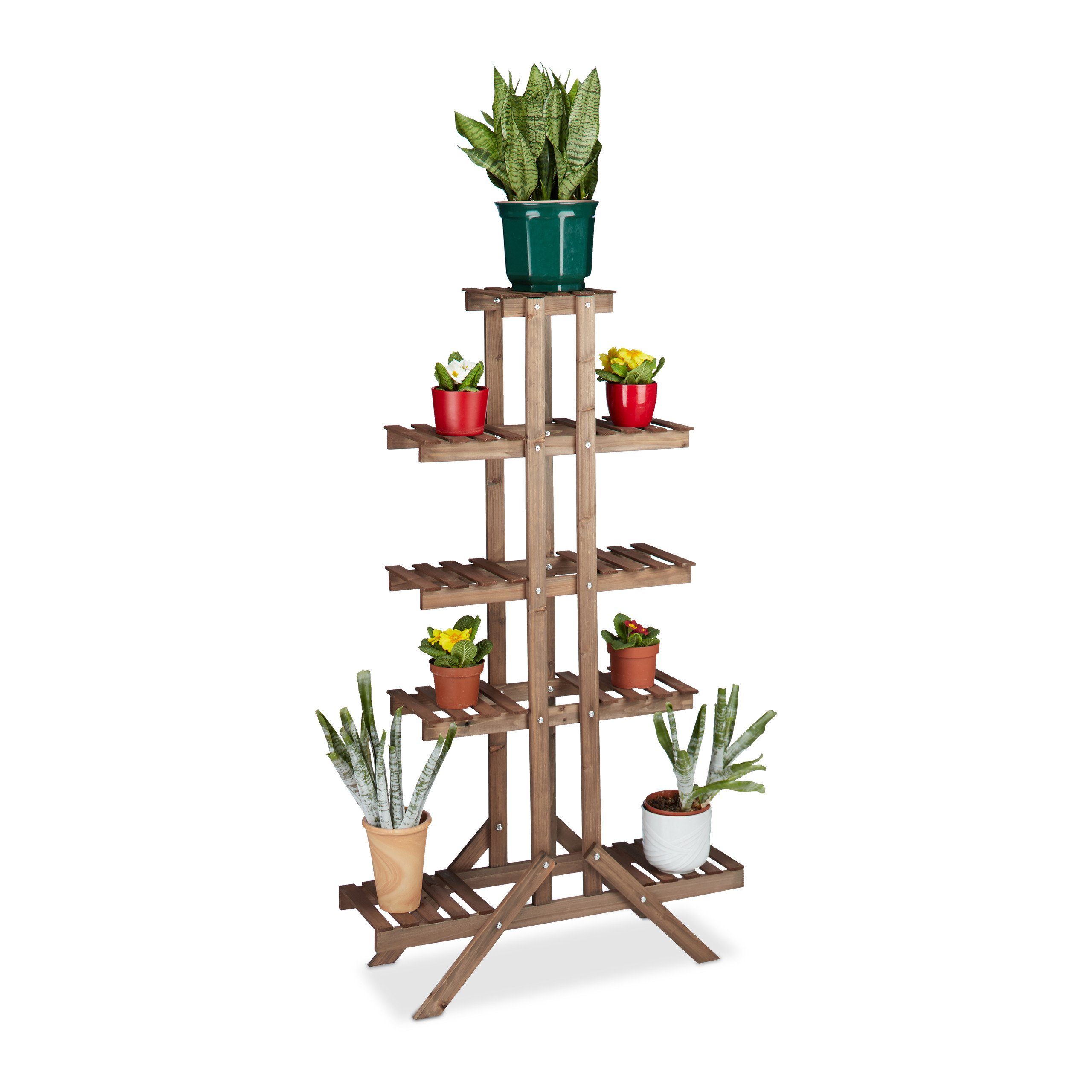 relaxdays Blumenständer Blumentreppe 5 Ebenen, Schokobraun günstig online kaufen