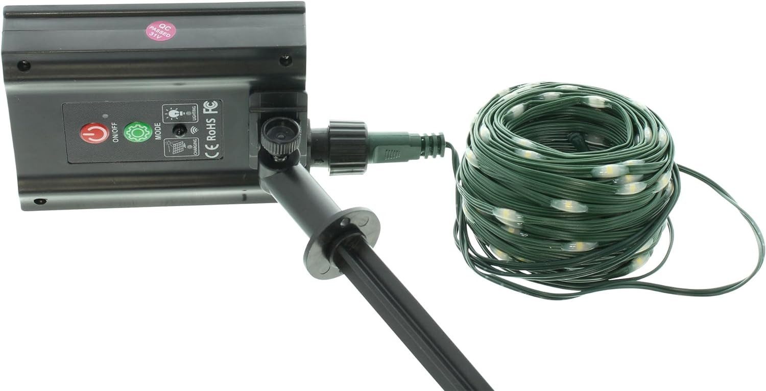 Dekoleidenschaft LED-Lichterkette "Outdoor" Solar betrieben für Außen, 20m mit 200 LEDs, warmweiß, Timer, 8 Funktionen, Solarlichterkette für Garten, Weihnachtsbaum Beleuchtung