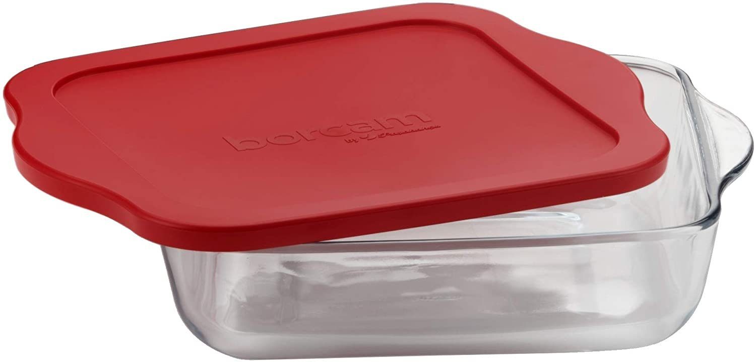 Pasabahce Auflaufform Pasabahce 59024 Auflaufform mit Deckel eckig aus Glas 32 x 28cm 3,2 L