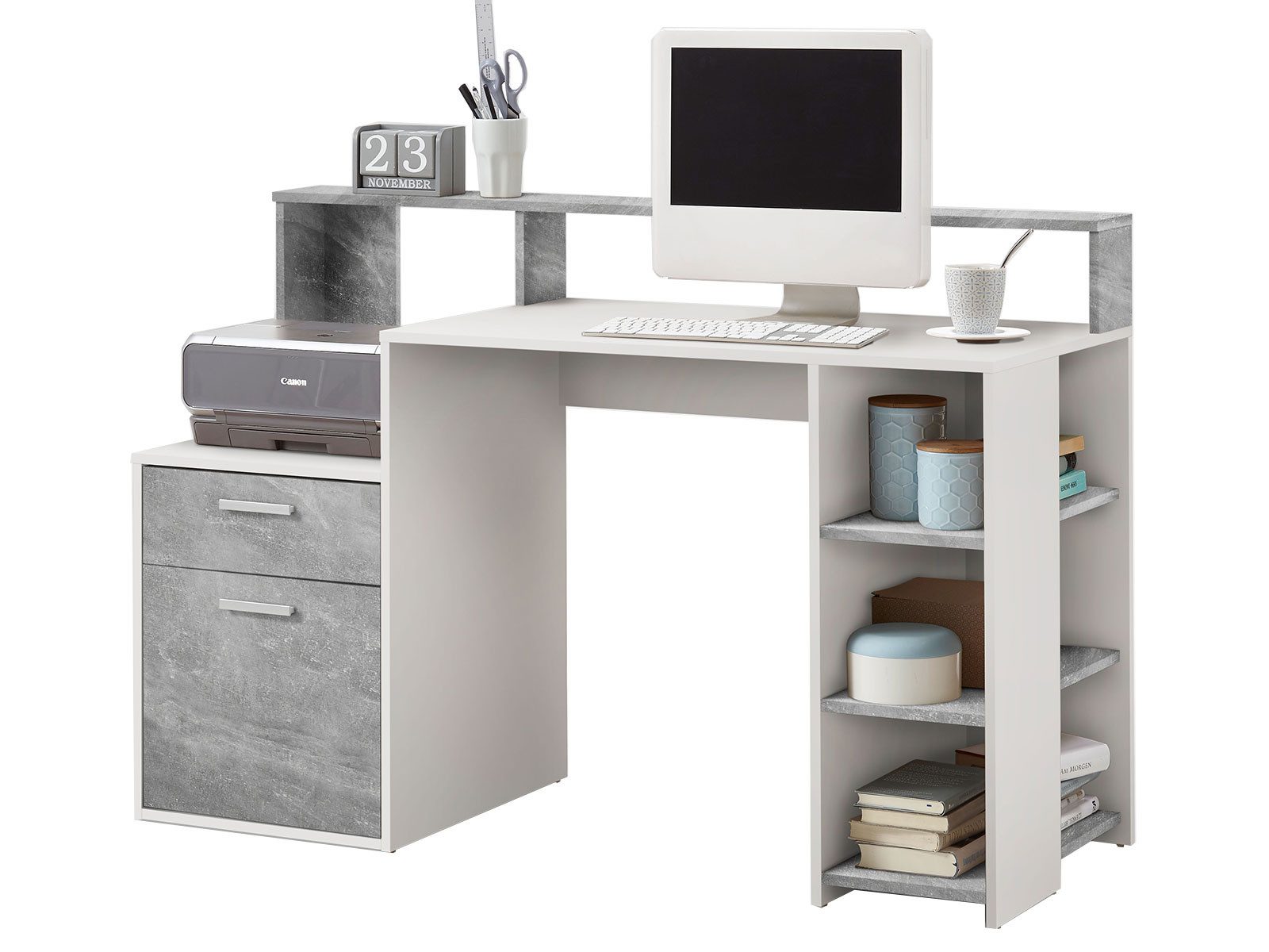 FMD Möbel Schreibtisch 138,5 x 92 x 53,5 cm (B/H/T)