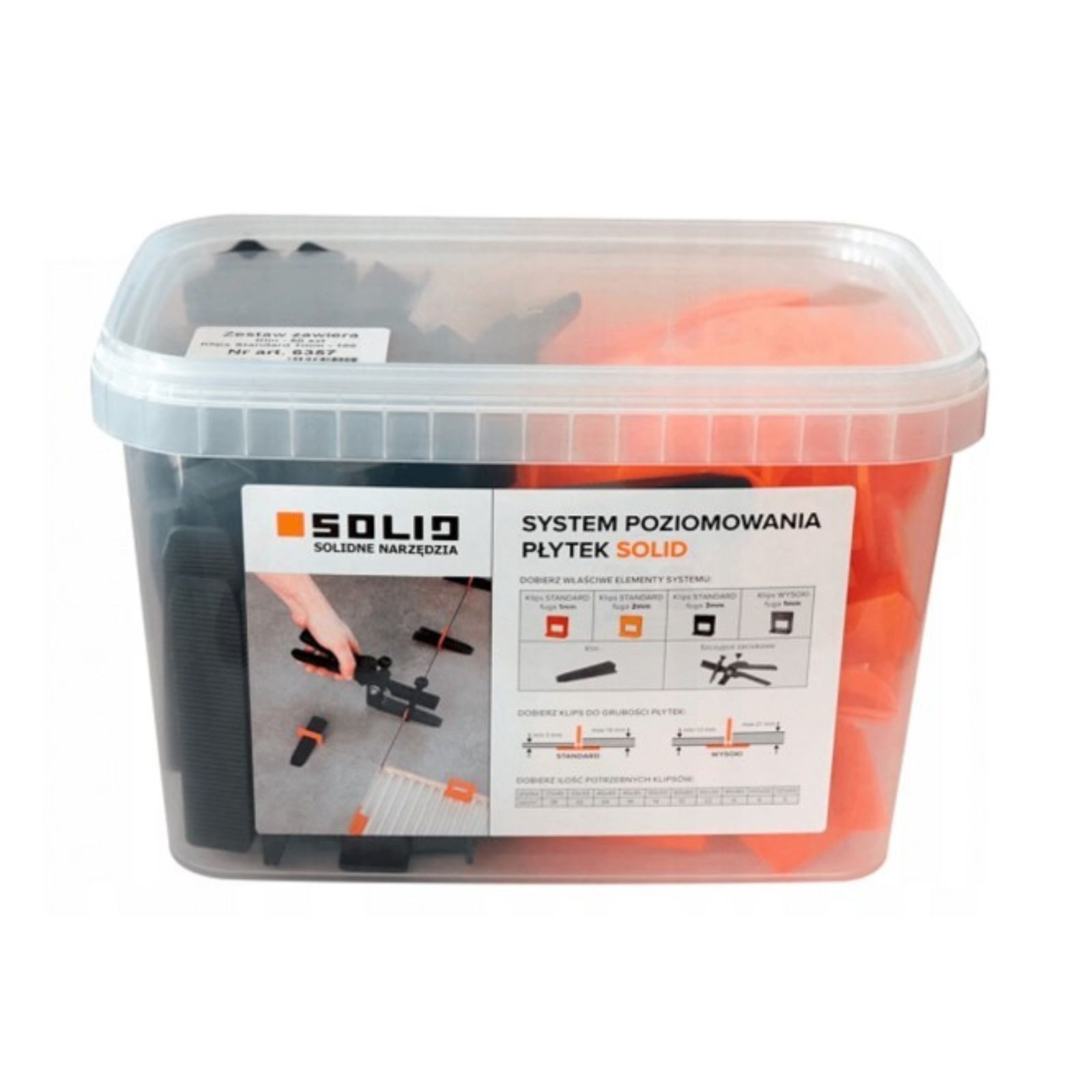 Verlegeset 1 Set (50+100 Stück) Keile und Zuglaschen SOLID (FB=1 mm), orange/schwarz, Fliesen Verlegung Nivelliersystem